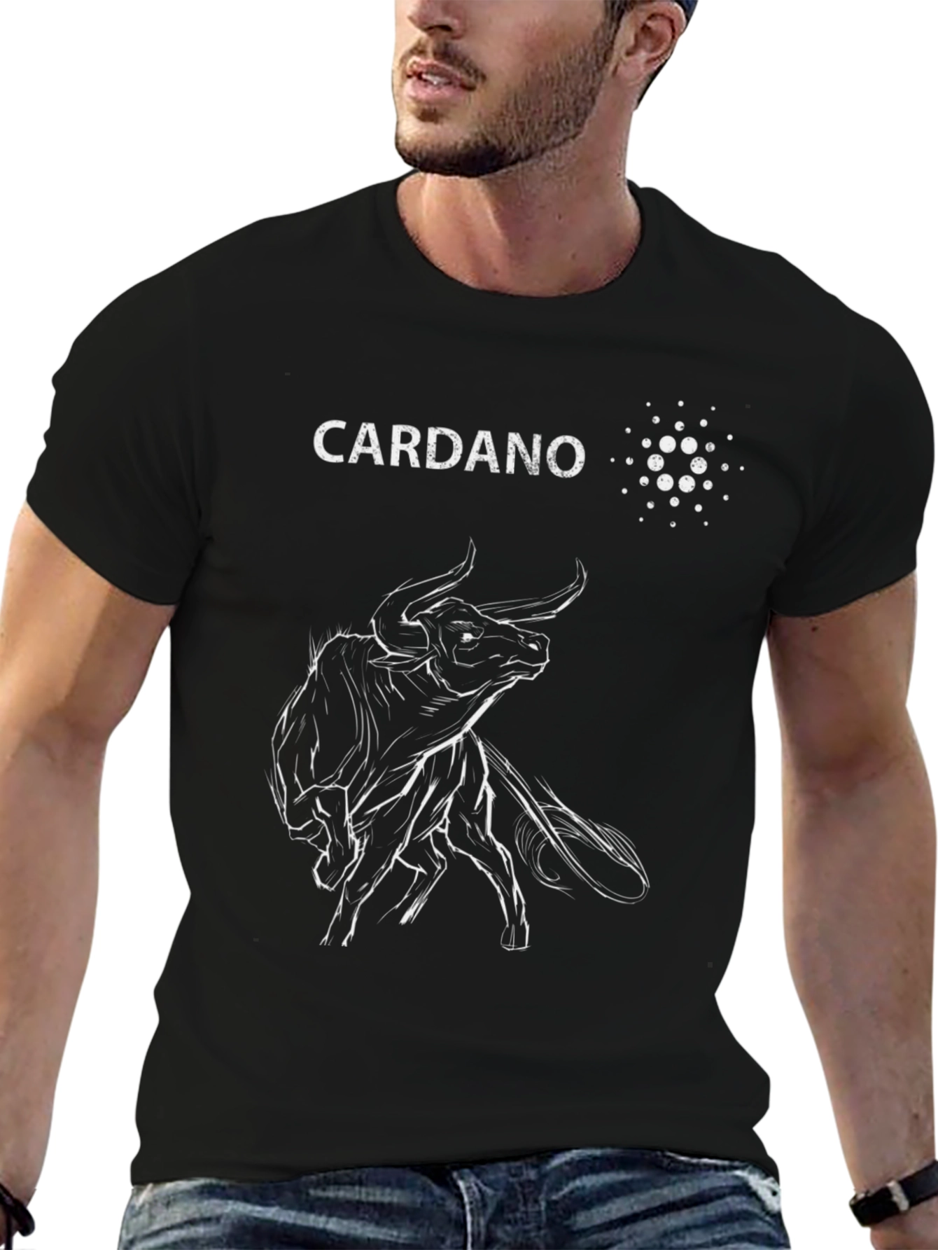 Cardano Bull Black T-Shirt - Crypto Investor Tee