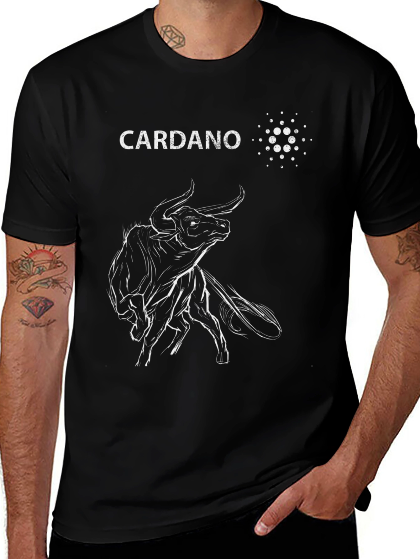 Cardano Bull Black T-Shirt - Crypto Investor Tee