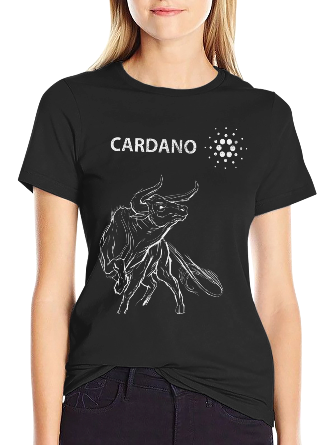 Cardano Bull Black T-Shirt - Crypto Investor Tee