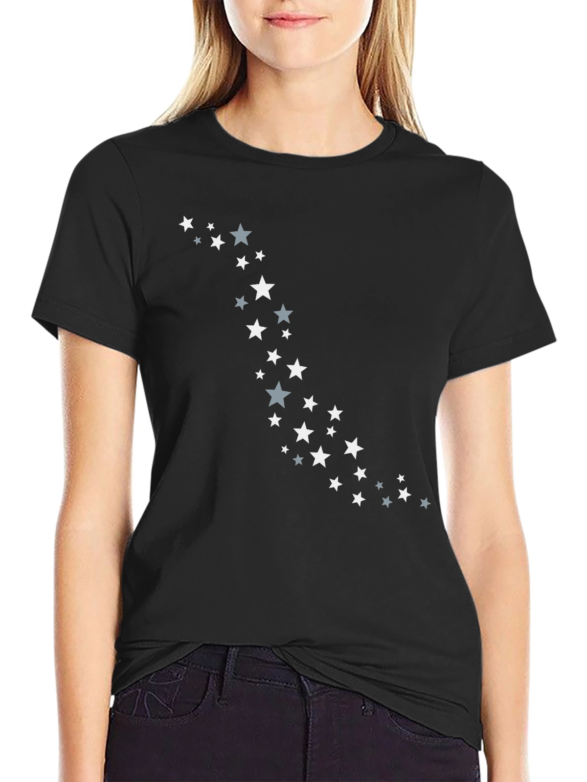 Stylish Black T-Shirt with Starry Design