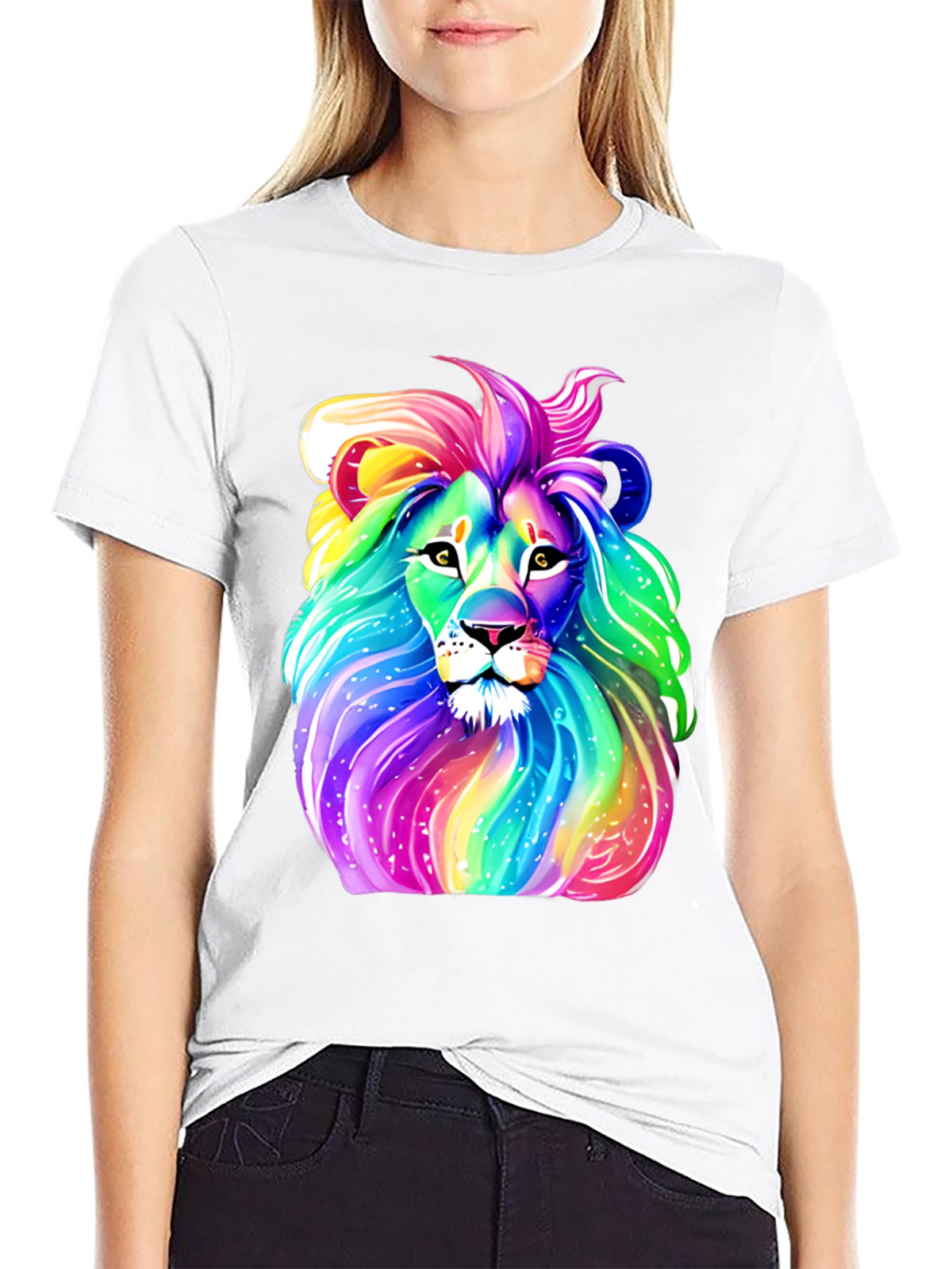 Rainbow Lion Graphic Tee - Mens Black T-Shirt