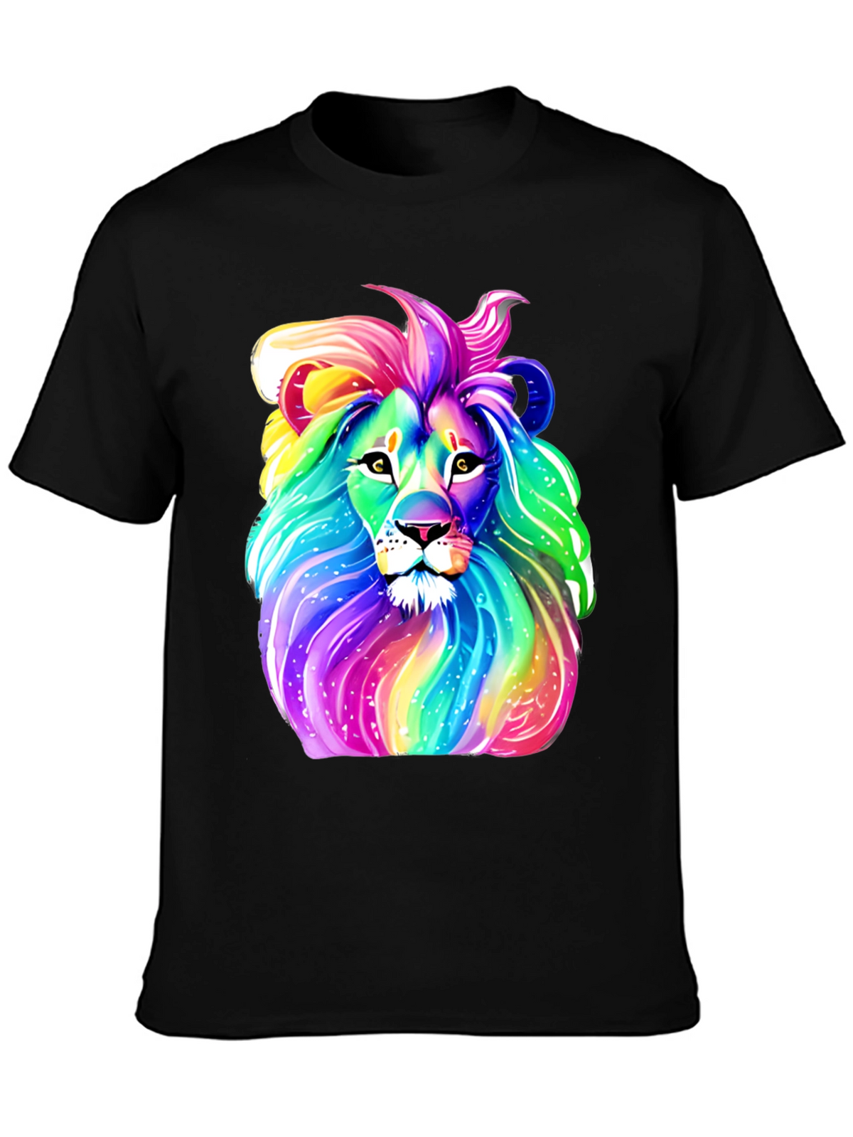 Rainbow Lion Graphic Tee - Mens Black T-Shirt