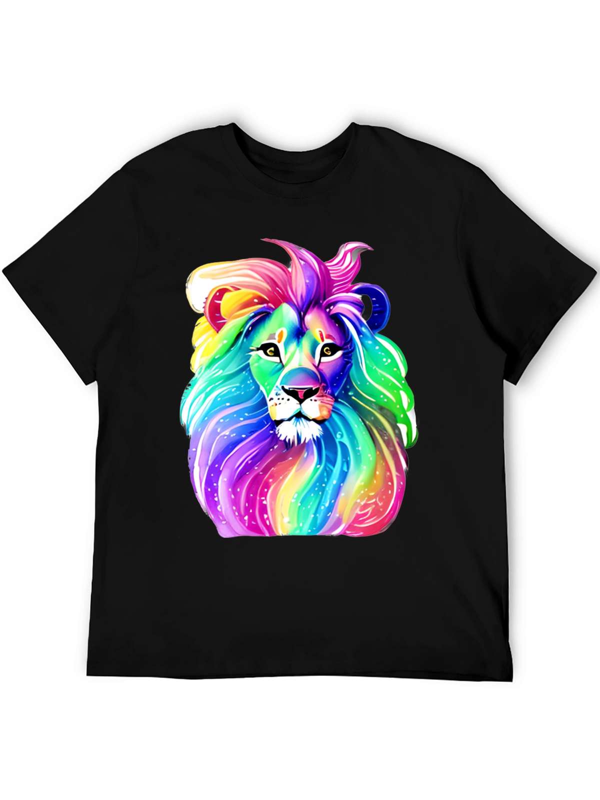 Rainbow Lion Graphic Tee - Mens Black T-Shirt