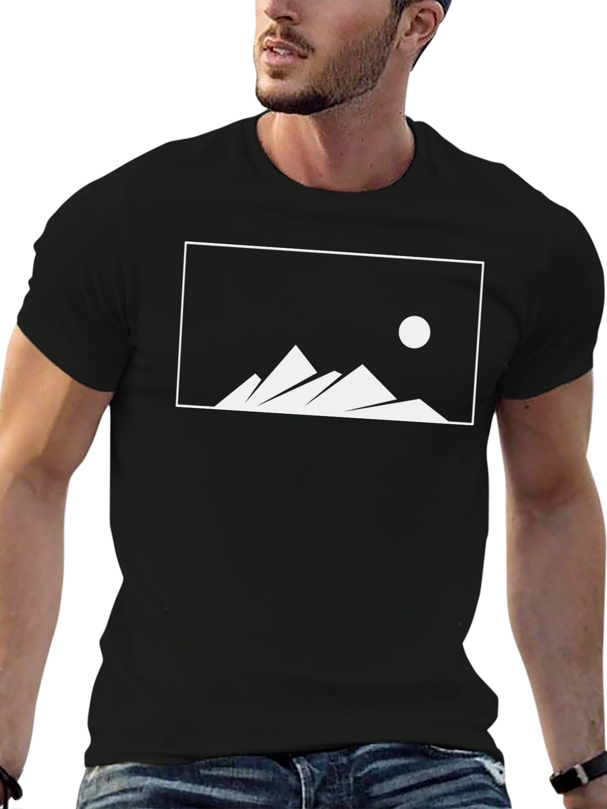 Minimalist Mountain T-Shirt - Black Cotton Tee