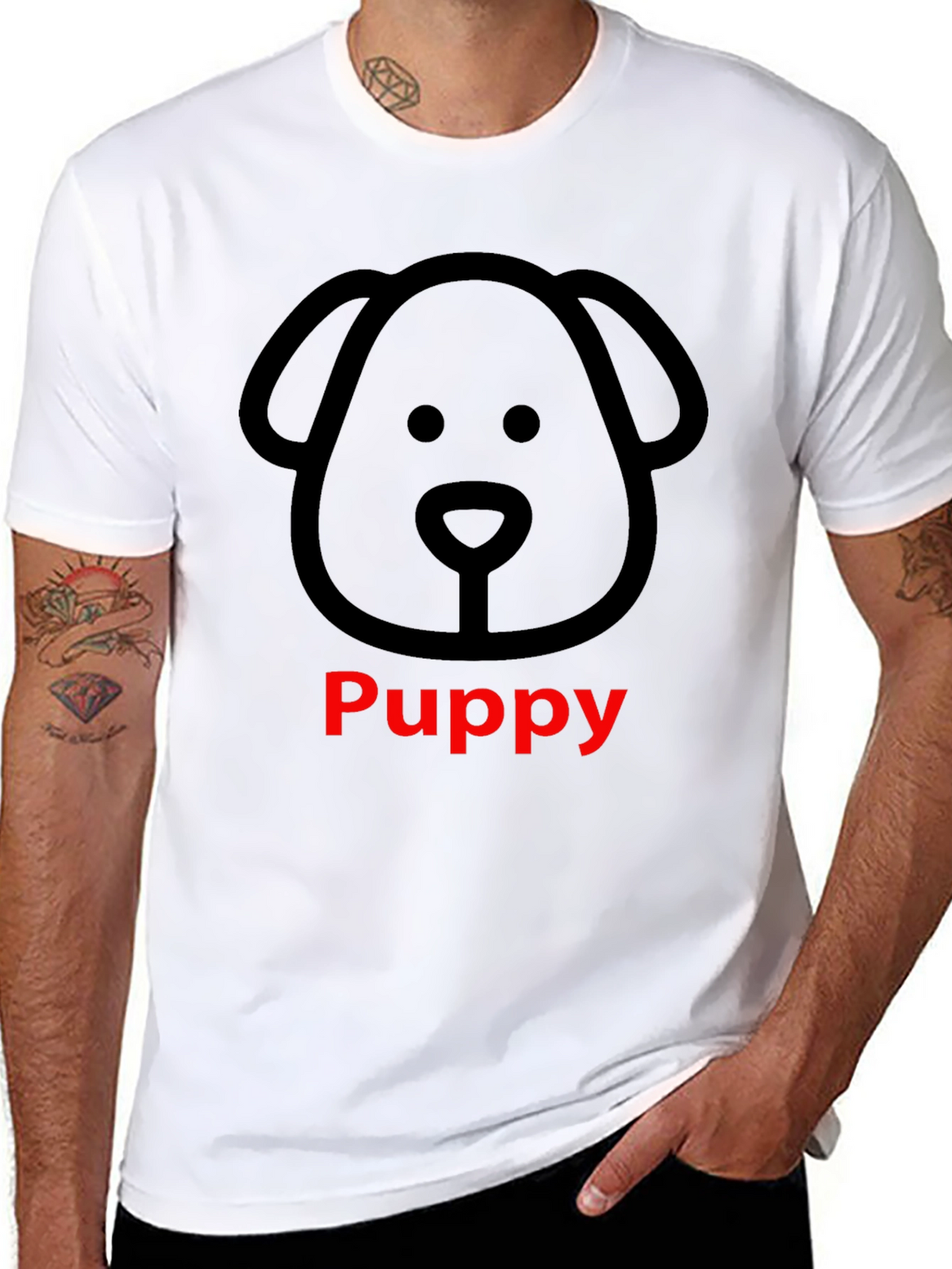 Puppy Dog Graphic Tee - Black Unisex T-Shirt