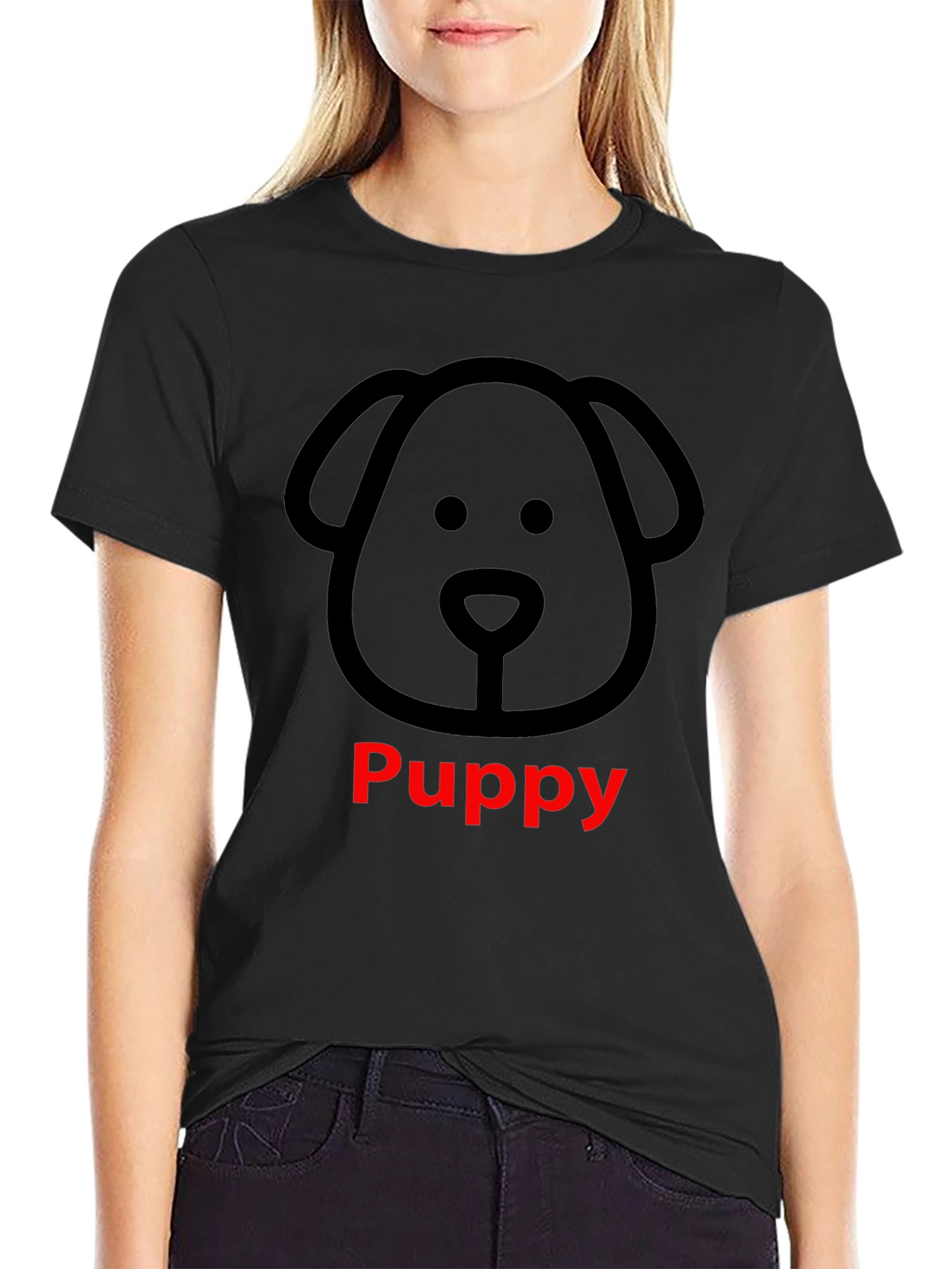 Puppy Dog Graphic Tee - Black Unisex T-Shirt