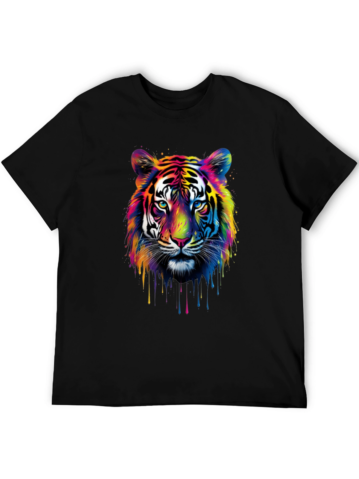 Vibrant Tiger Graphic Tee - Mens Black T-Shirt