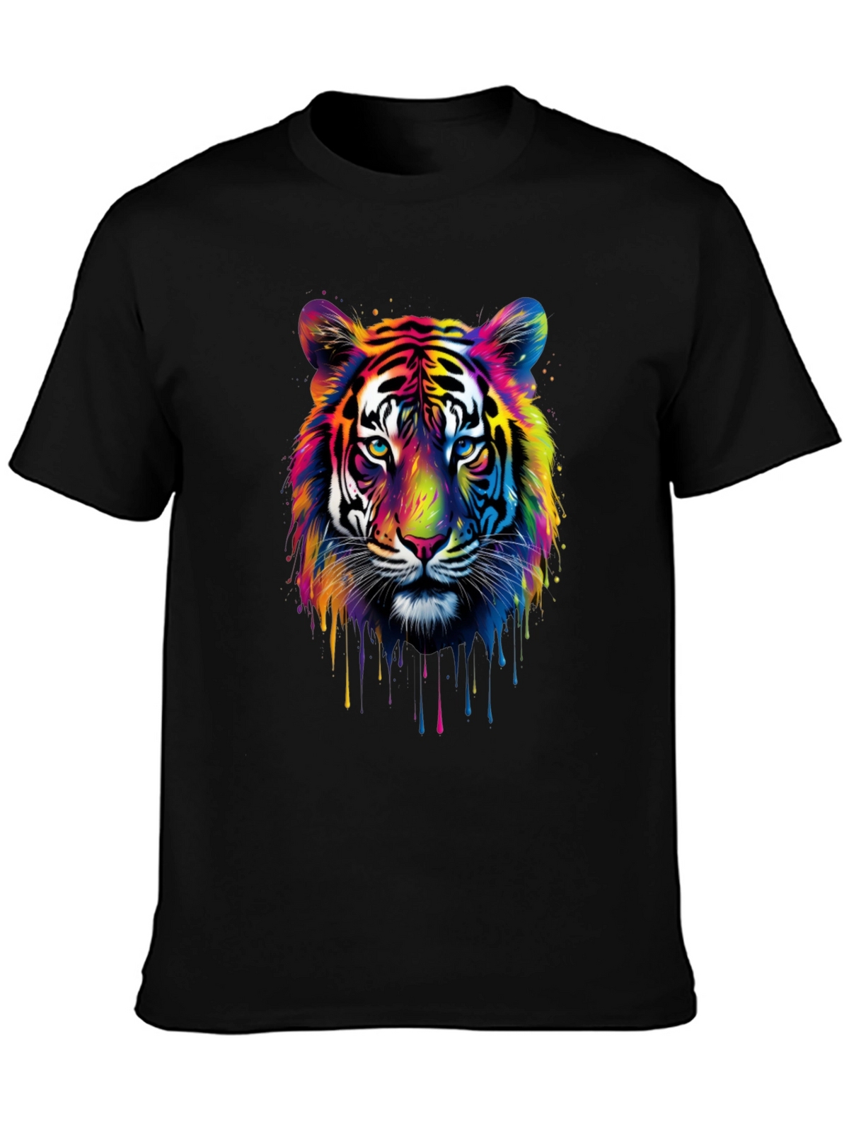 Vibrant Tiger Graphic Tee - Mens Black T-Shirt
