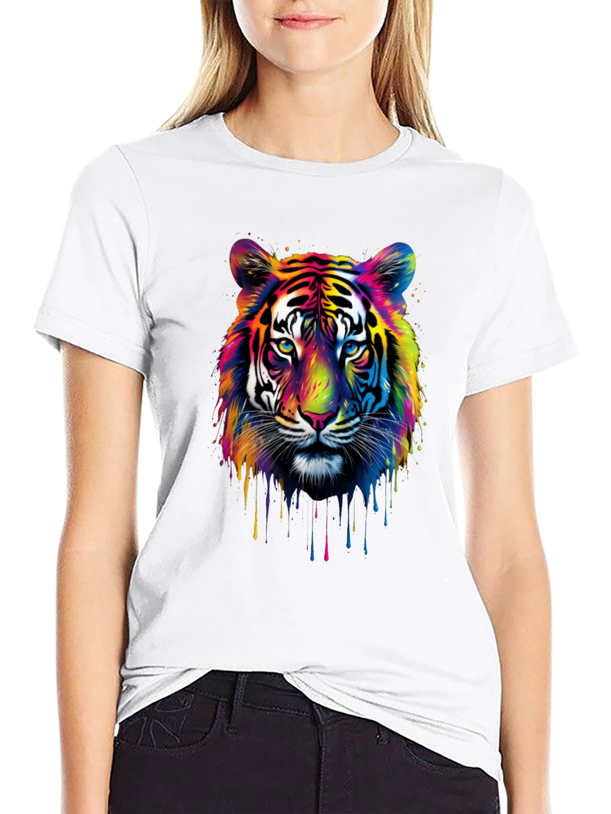 Vibrant Tiger Graphic Tee - Mens Black T-Shirt
