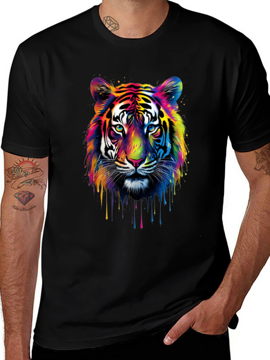 Vibrant Tiger Graphic Tee - Mens Black T-Shirt