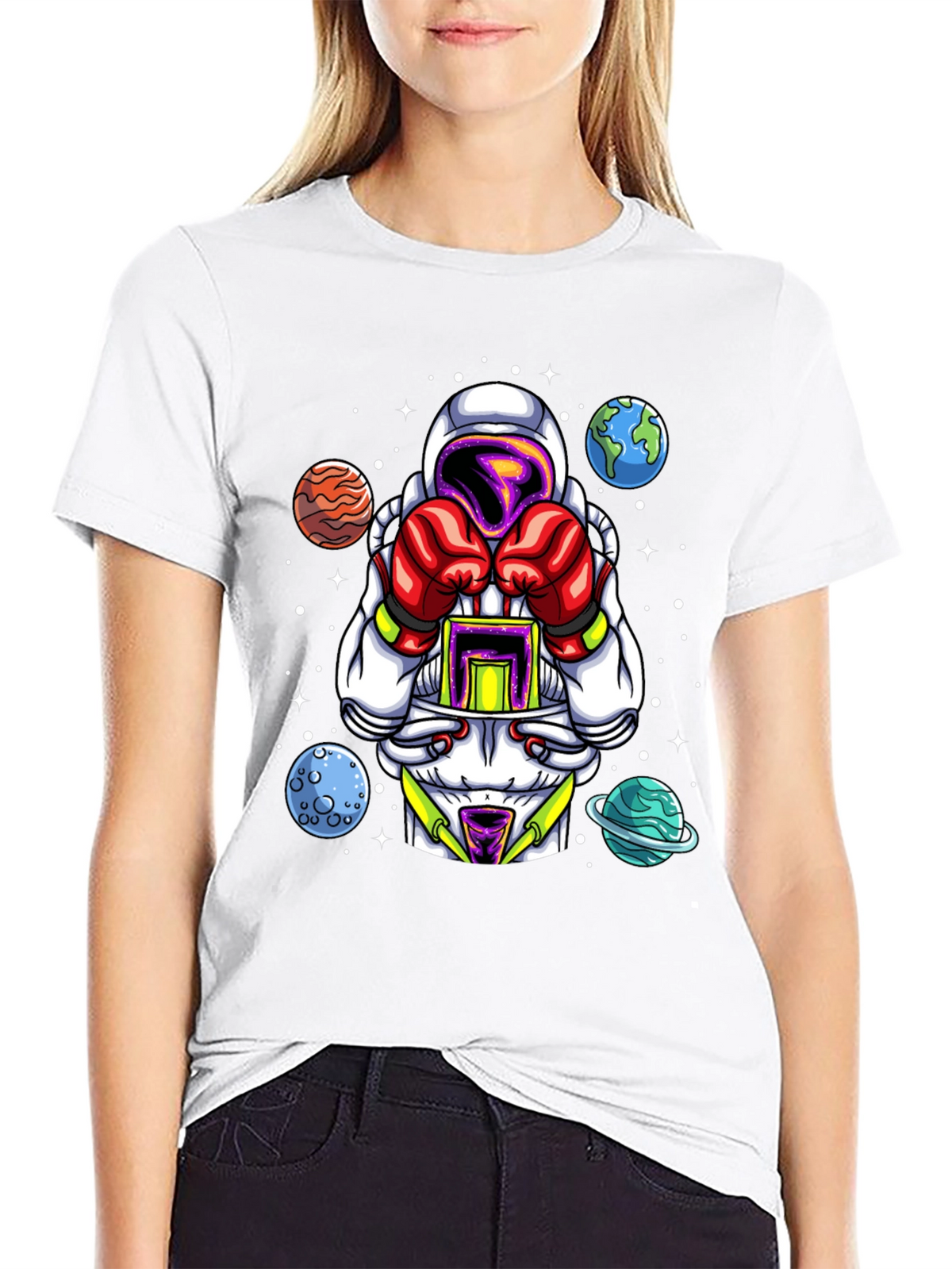 Astronaut Boxer Graphic T-Shirt - Space Fighter Design
