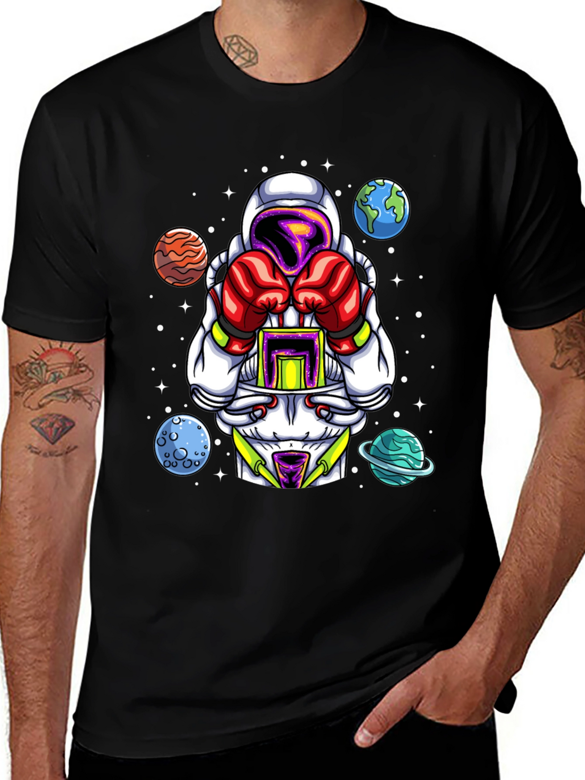 Astronaut Boxer Graphic T-Shirt - Space Fighter Design