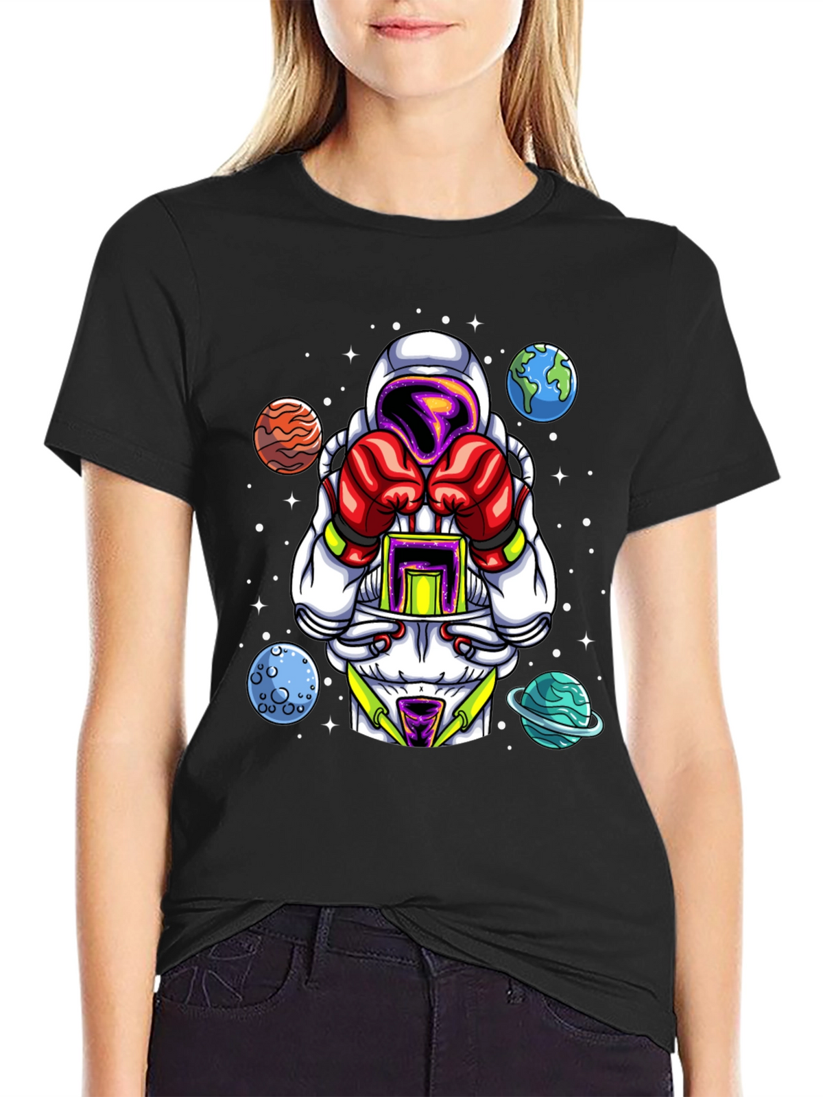 Astronaut Boxer Graphic T-Shirt - Space Fighter Design