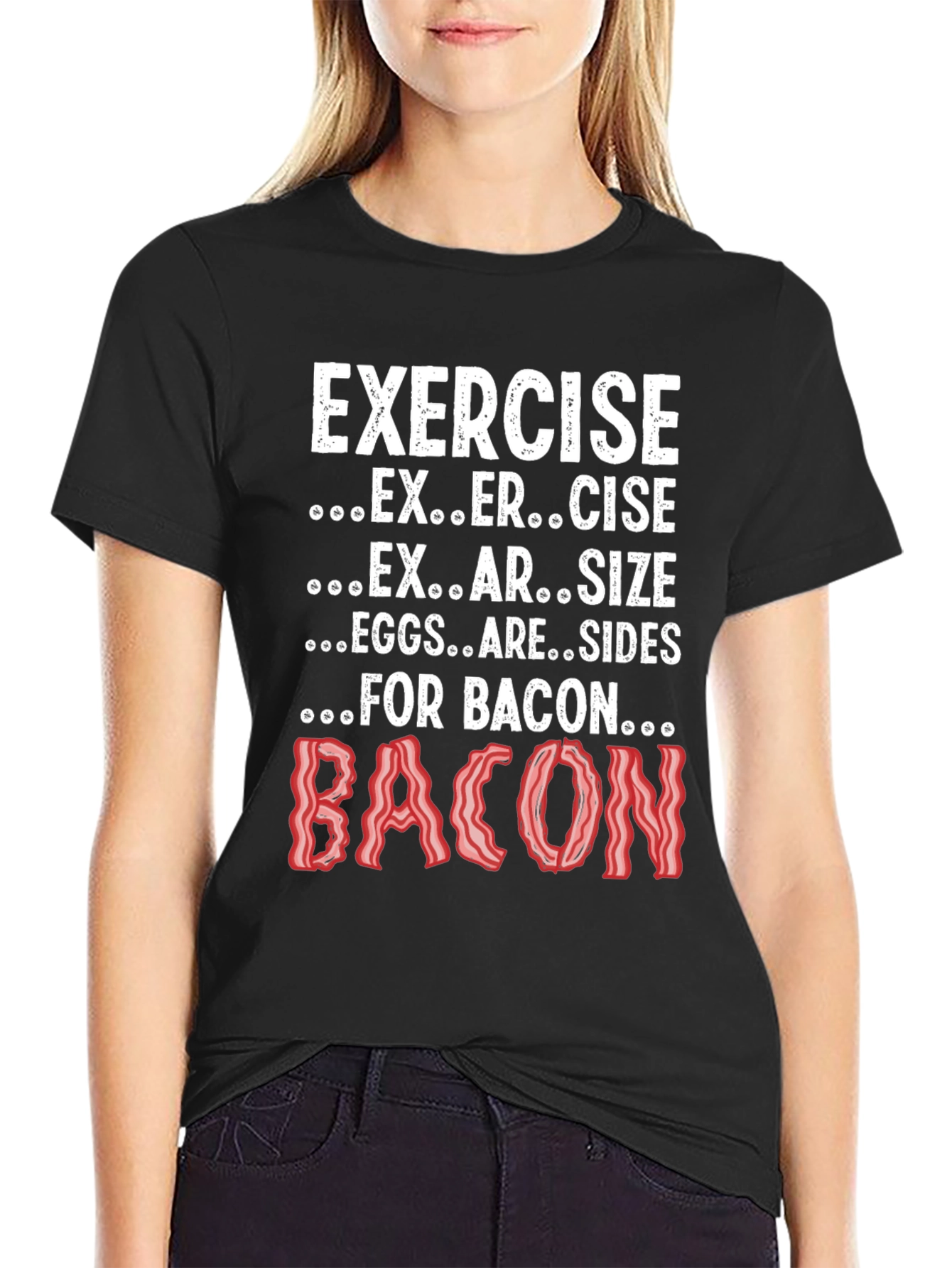 Exercise Bacon T-Shirt Funny Graphic Tee