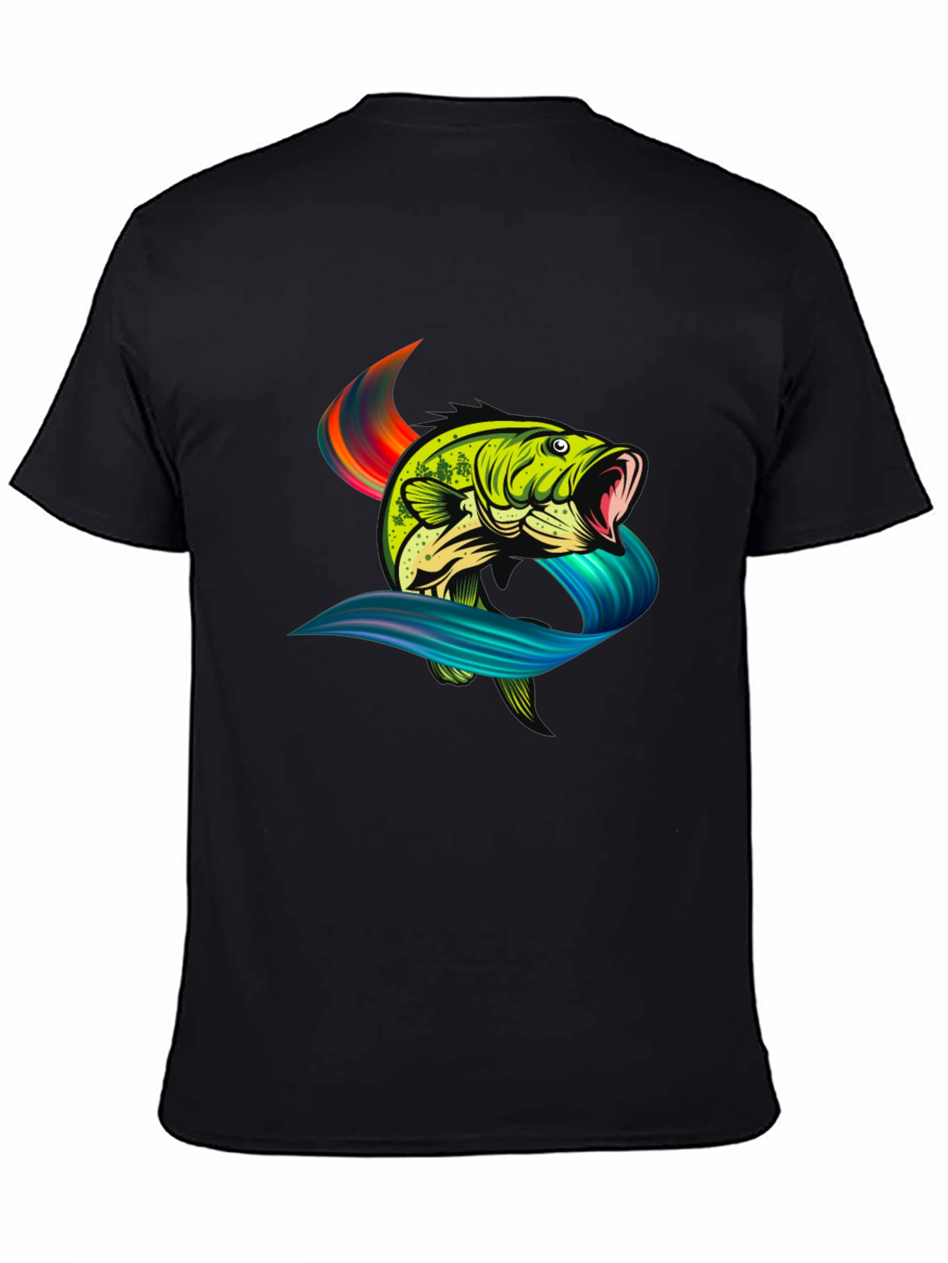 Bass Fish Graphic Tee - Black Cotton T-Shirt