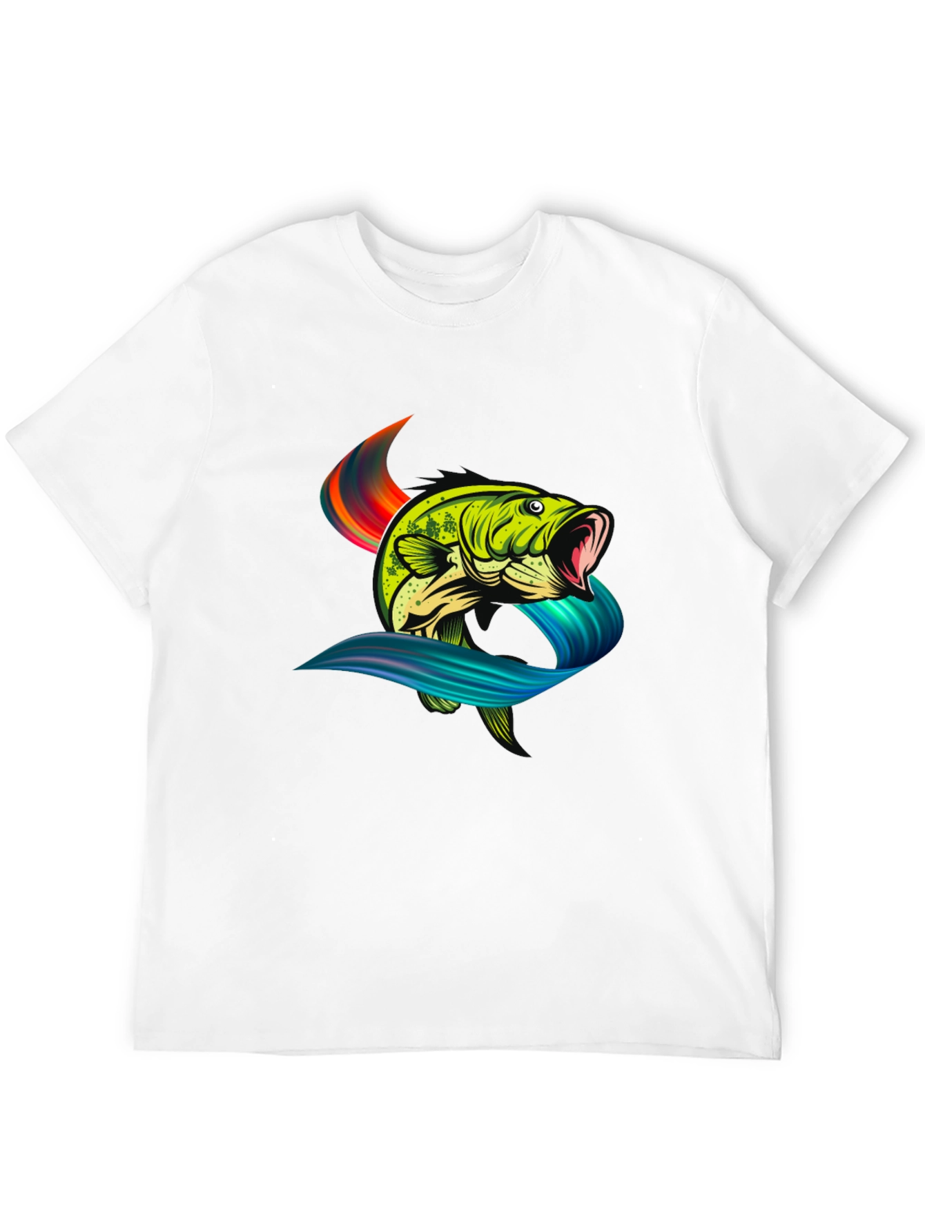 Bass Fish Graphic Tee - Black Cotton T-Shirt