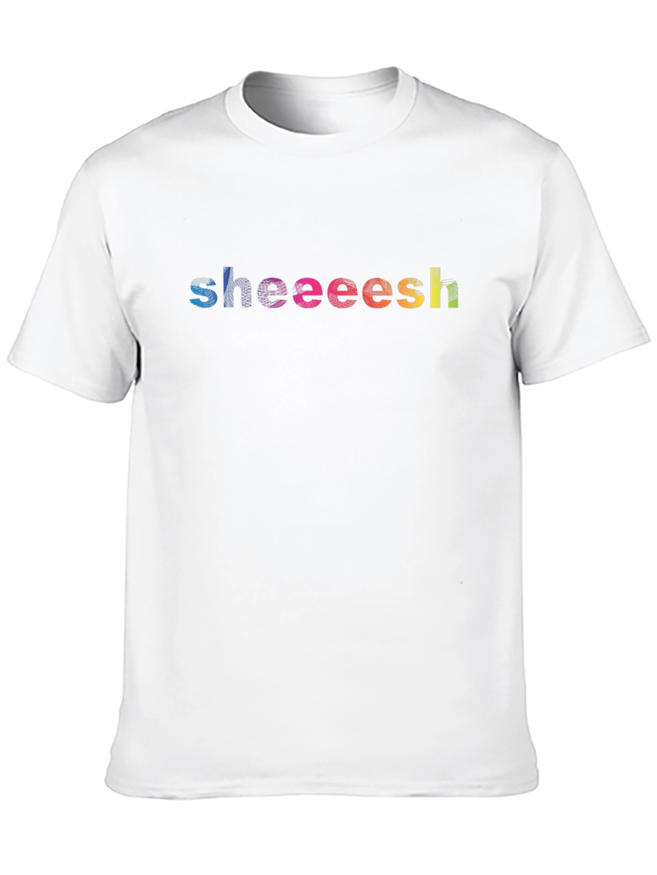 Sheeeesh Rainbow Text Graphic Black T-Shirt