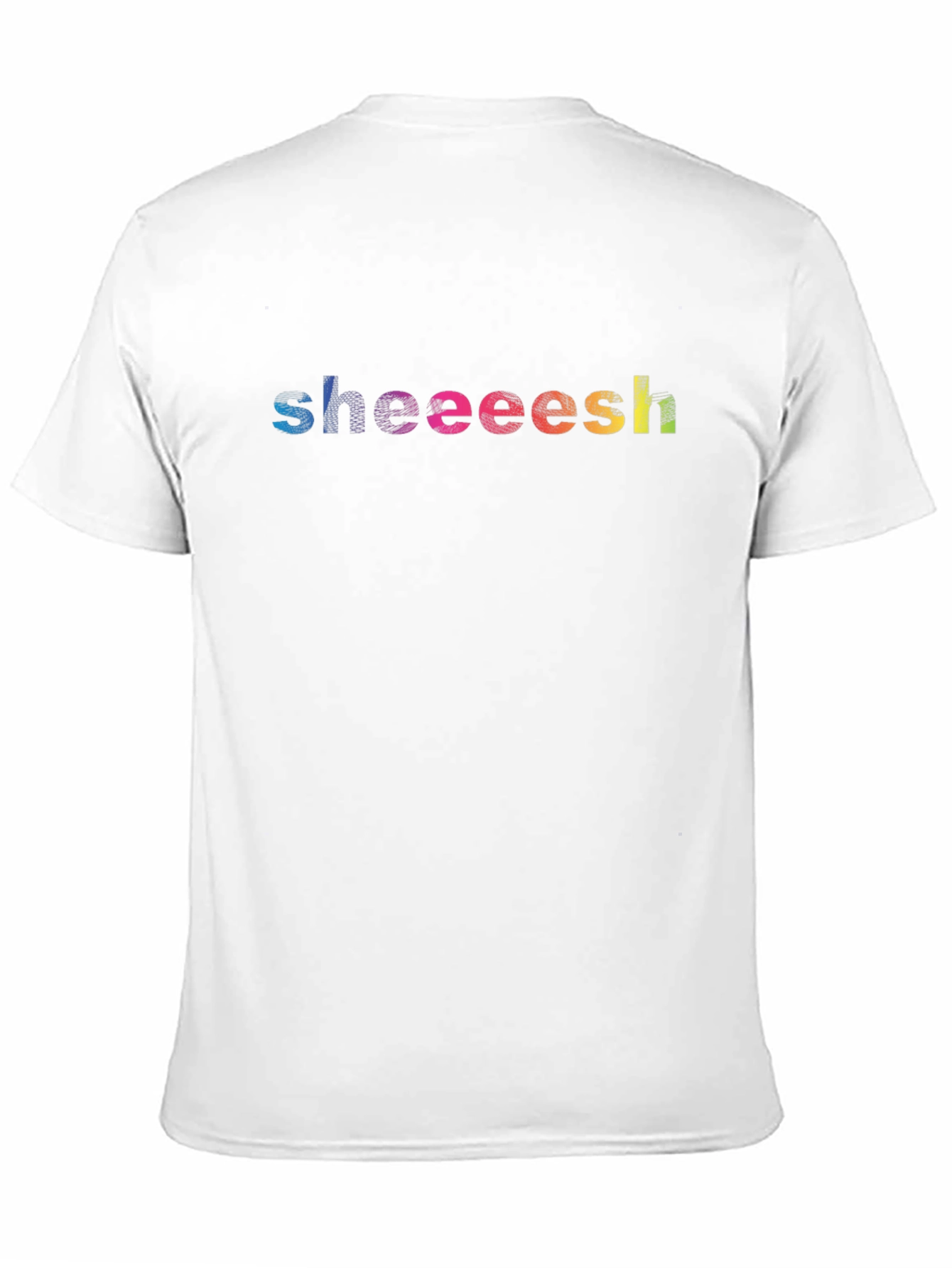 Sheeeesh Rainbow Text Graphic Black T-Shirt