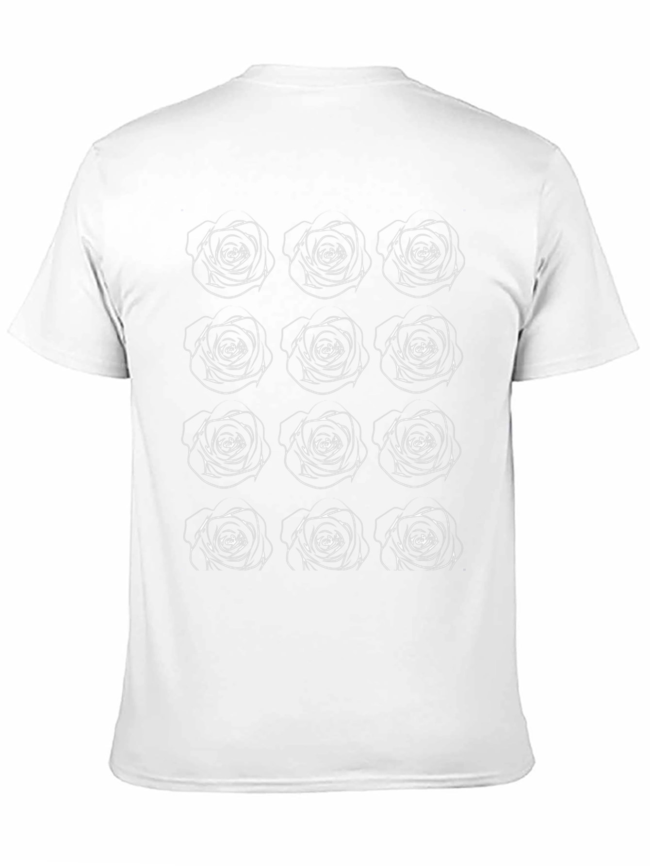 Rose Outline Graphic Print T-Shirt - Casual Style