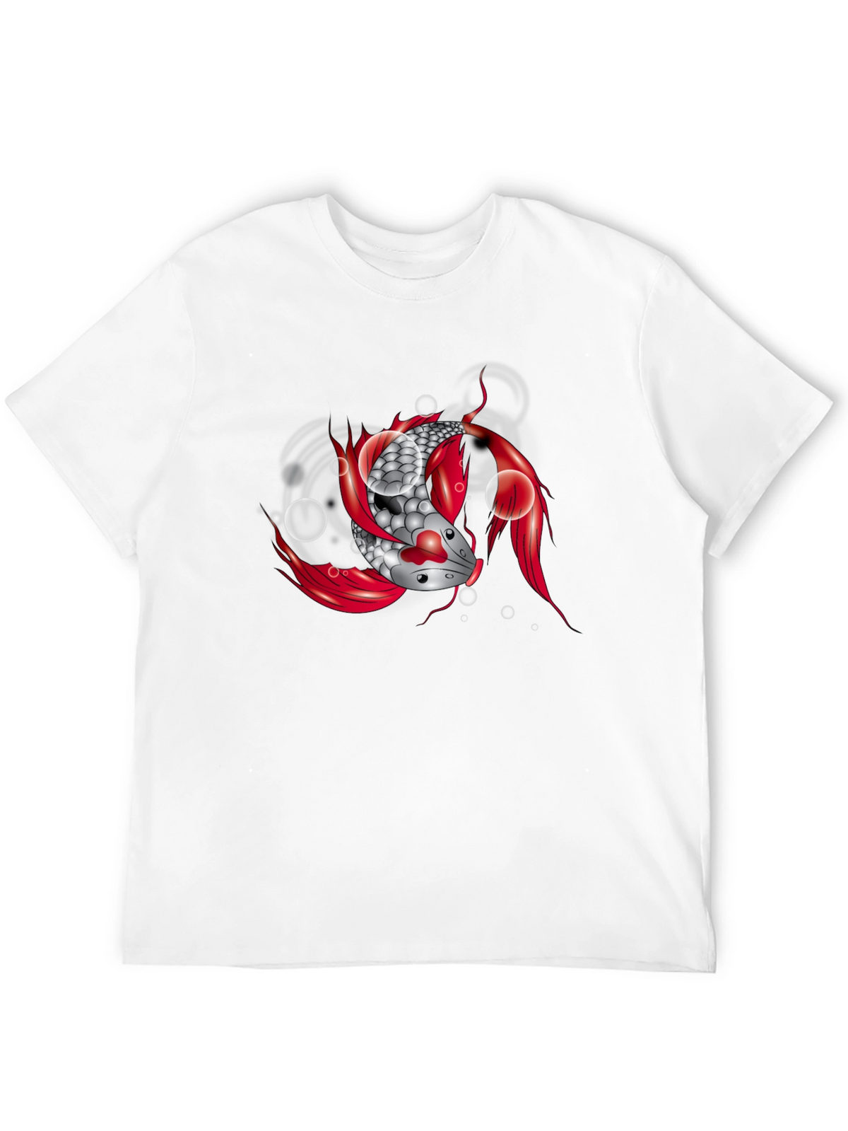 Koi Fish Graphic Tee - Black Cotton T-Shirt
