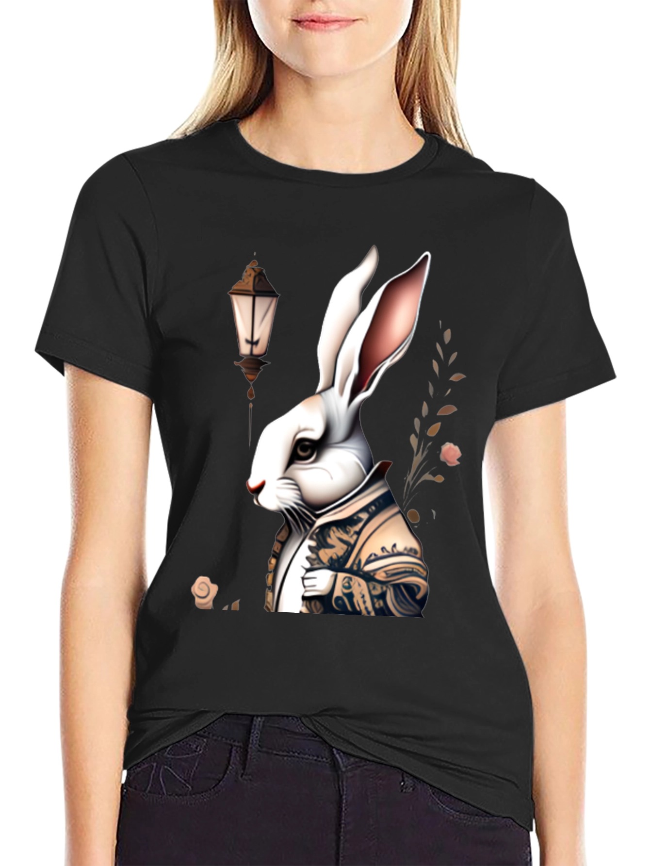 Whimsical Rabbit Graphic Tee - Unique Print