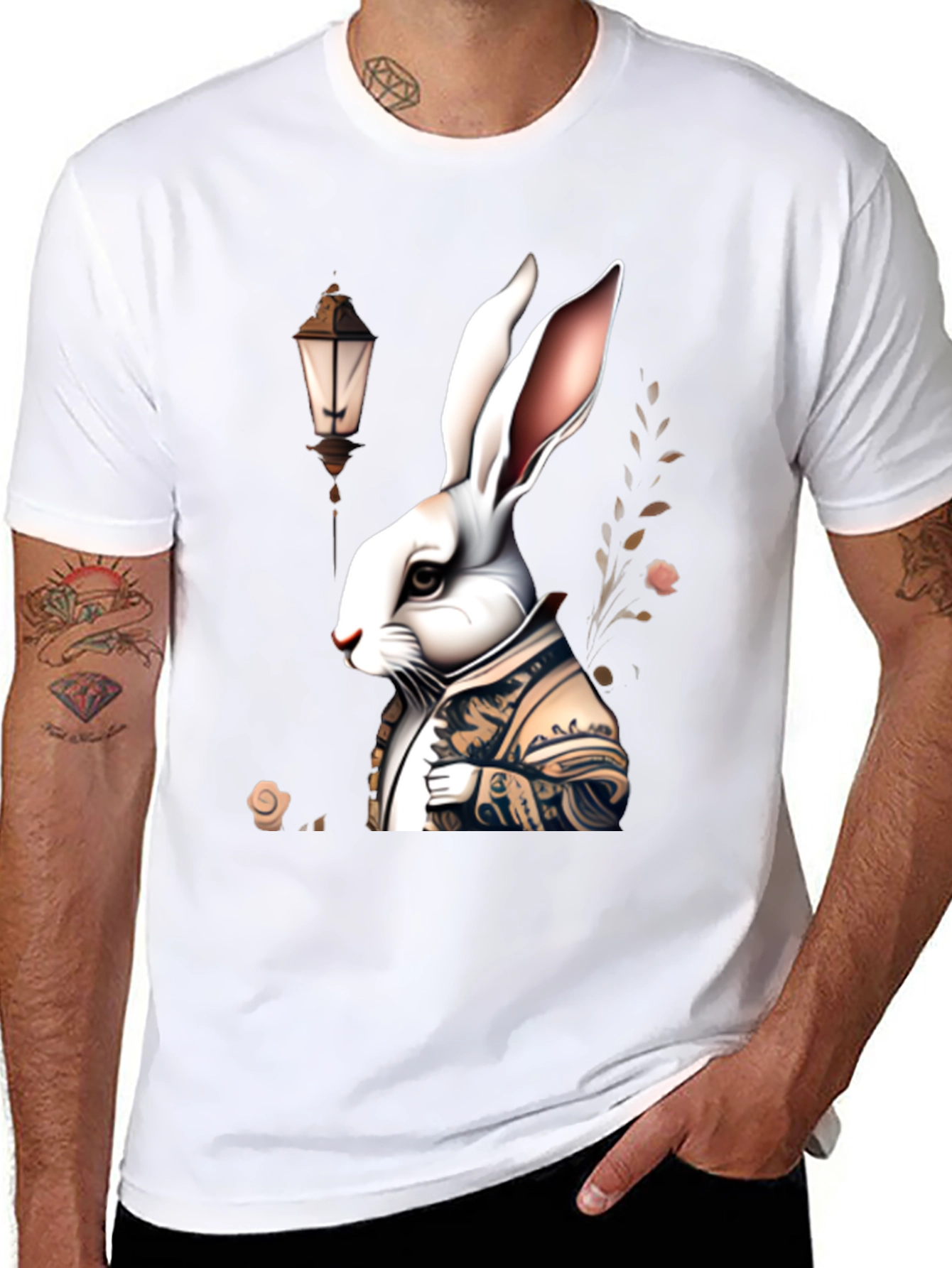 Whimsical Rabbit Graphic Tee - Unique Print