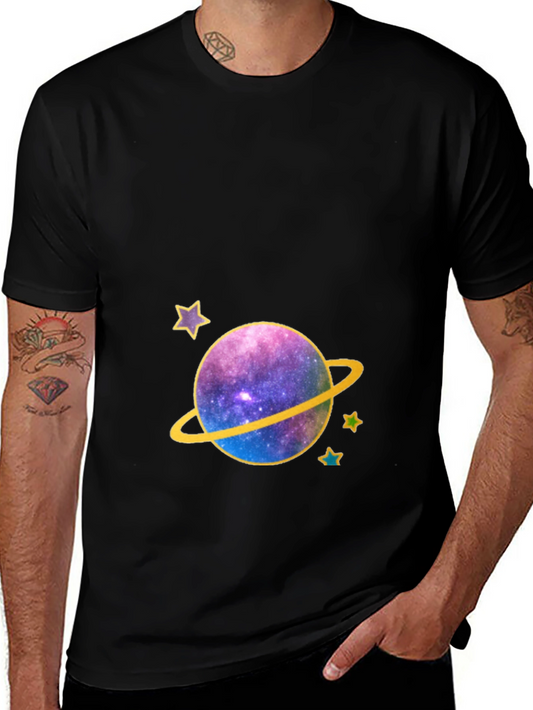 Galaxy Planet Graphic Tee - Black