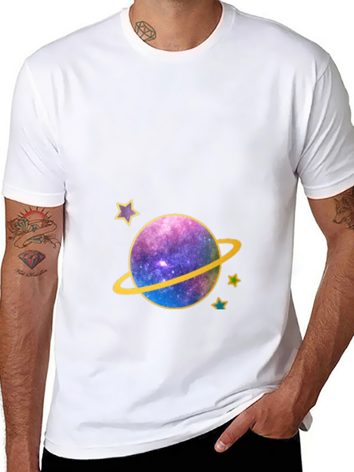 Galaxy Planet Graphic Tee - Black