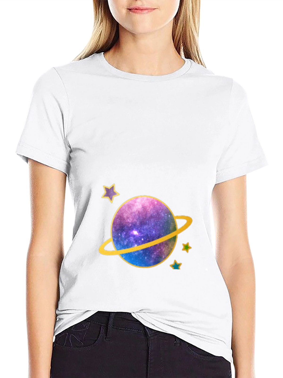 Galaxy Planet Graphic Tee - Black