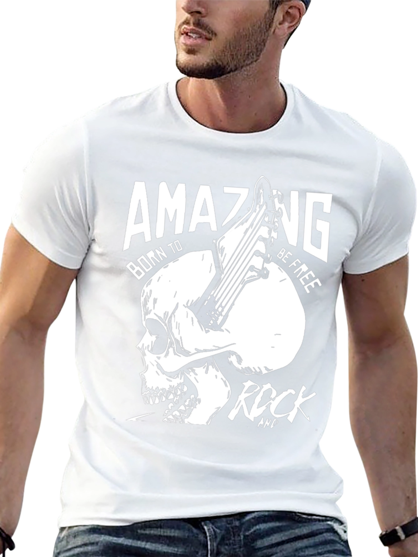 Amazing Rock Skull Graphic T-Shirt - Black