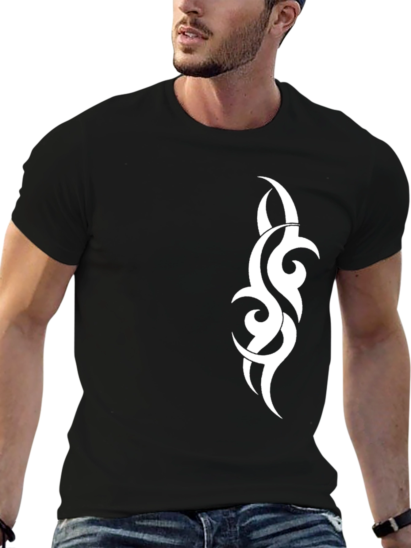 Tribal Tattoo Graphic Black T-Shirt