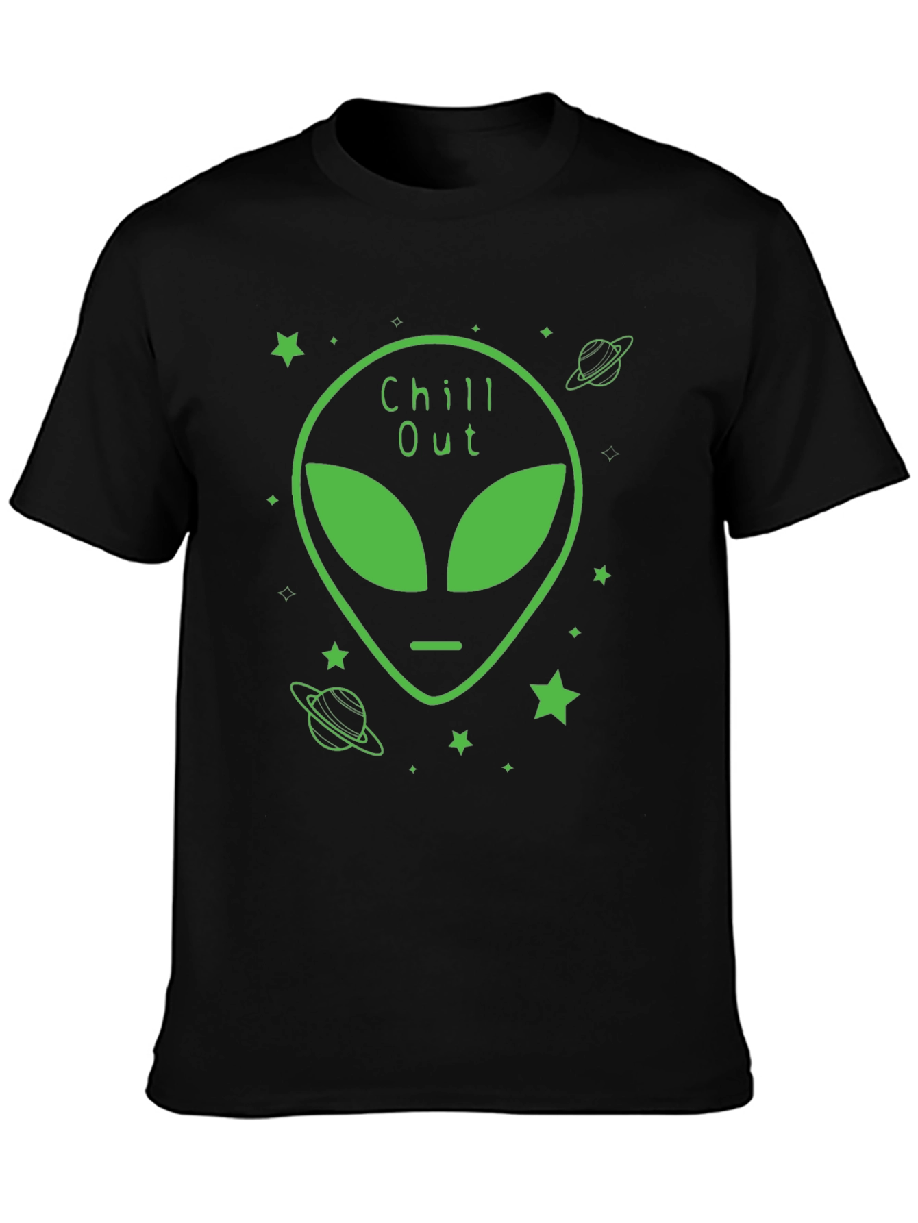 Chill Out Alien Graphic Black T-Shirt