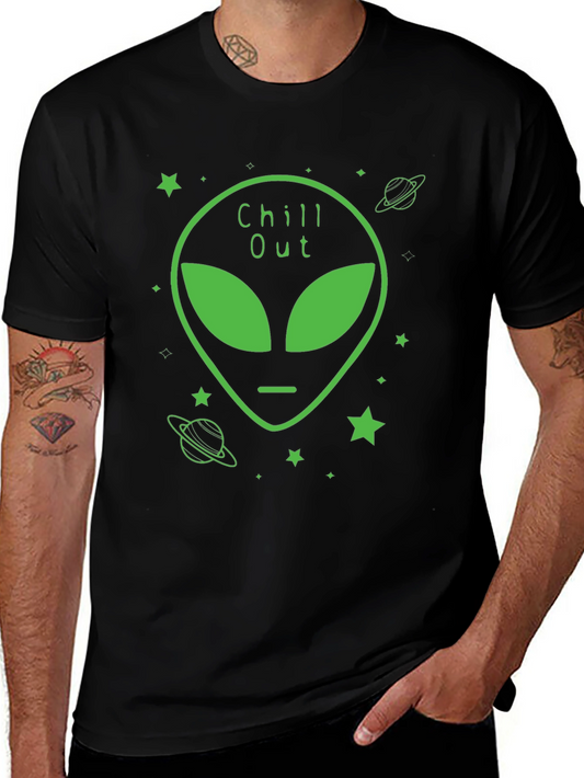 Chill Out Alien Graphic Black T-Shirt