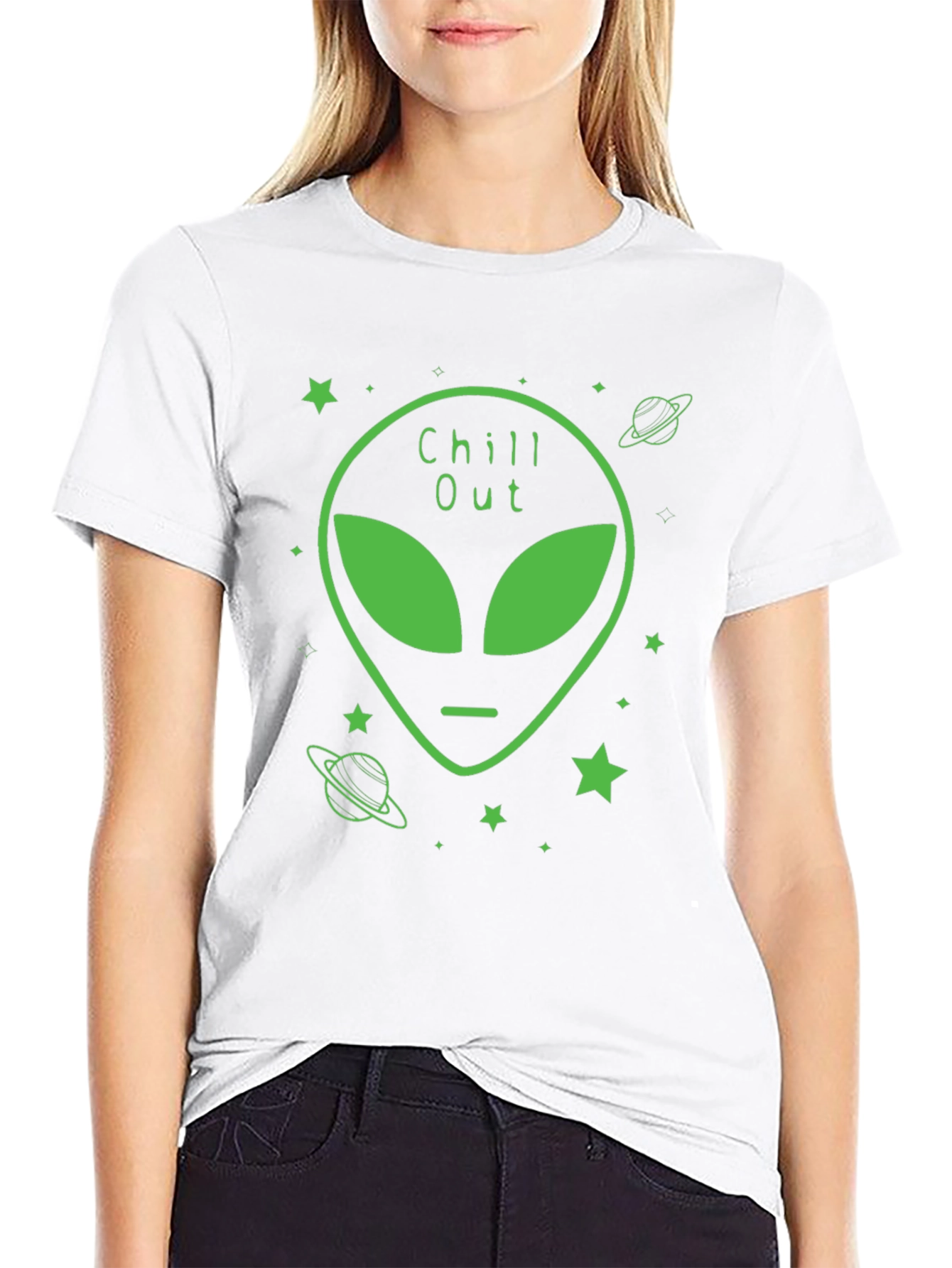 Chill Out Alien Graphic Black T-Shirt