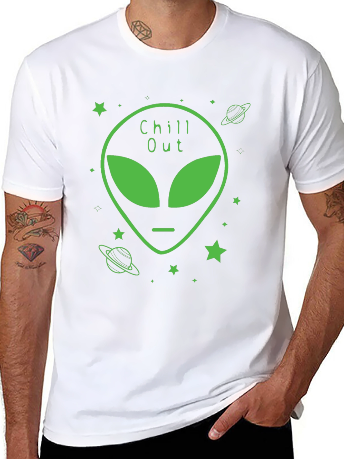 Chill Out Alien Graphic Black T-Shirt