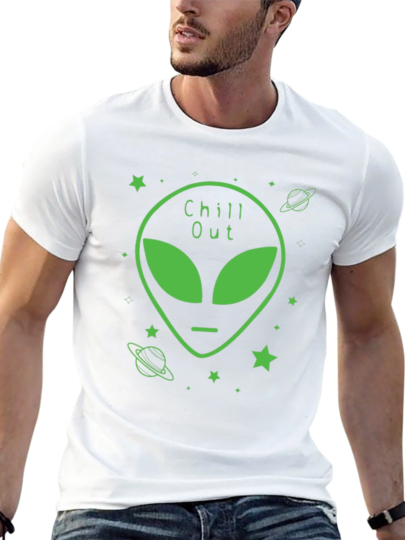 Chill Out Alien Graphic Black T-Shirt