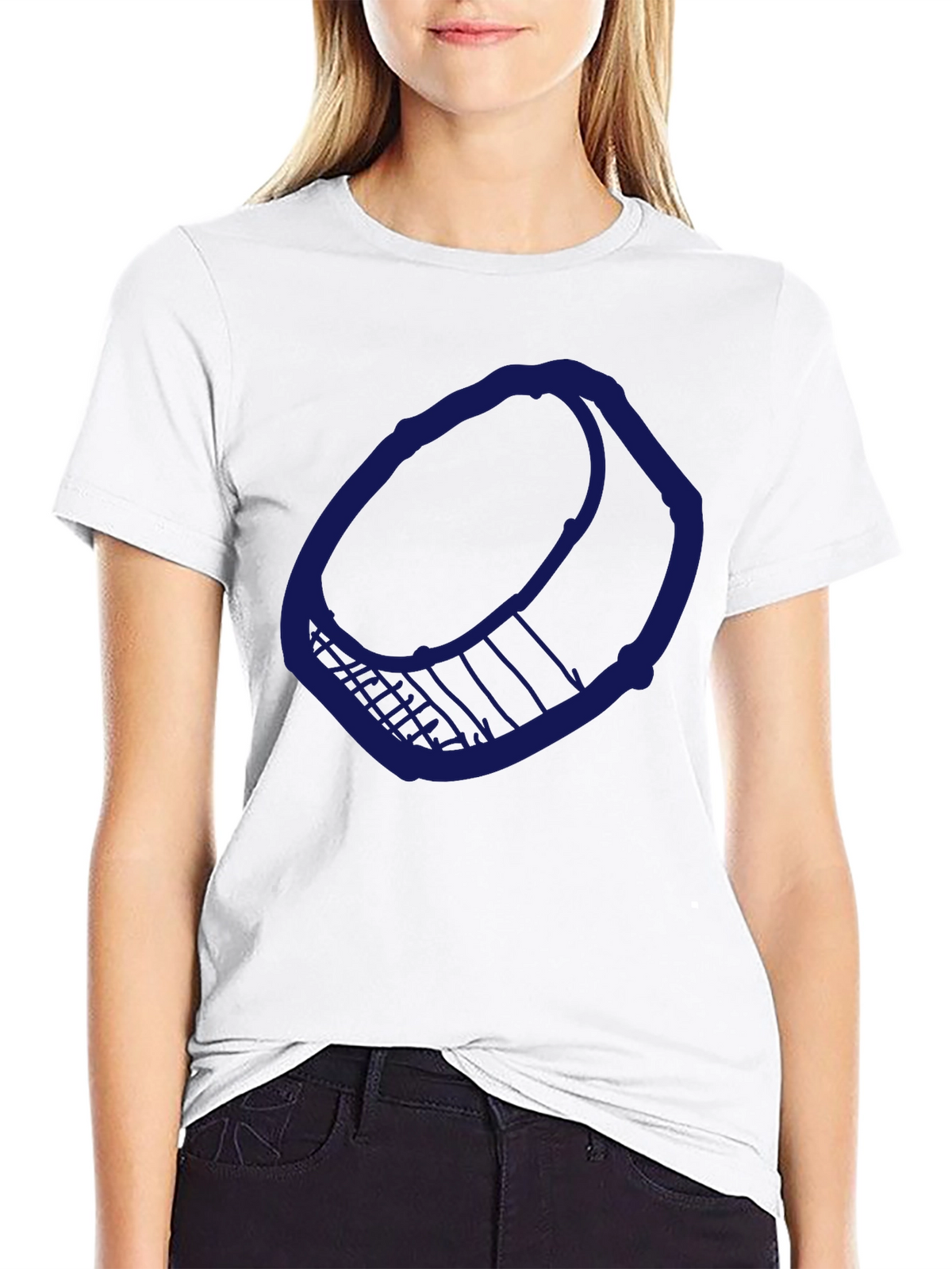Mens Black T-Shirt with Blue Hockey Puck Design