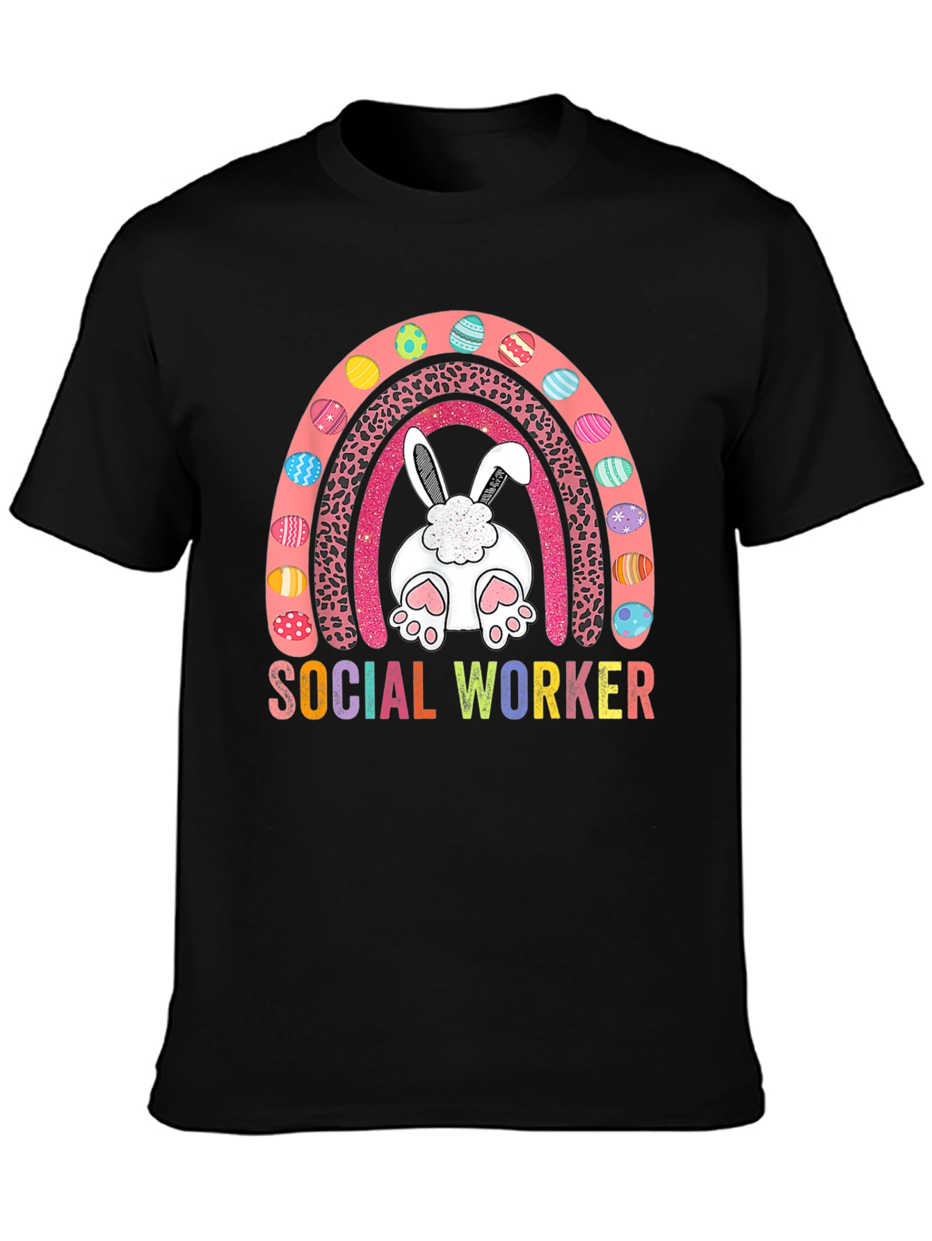 Social Worker Easter Bunny Rainbow T-Shirt