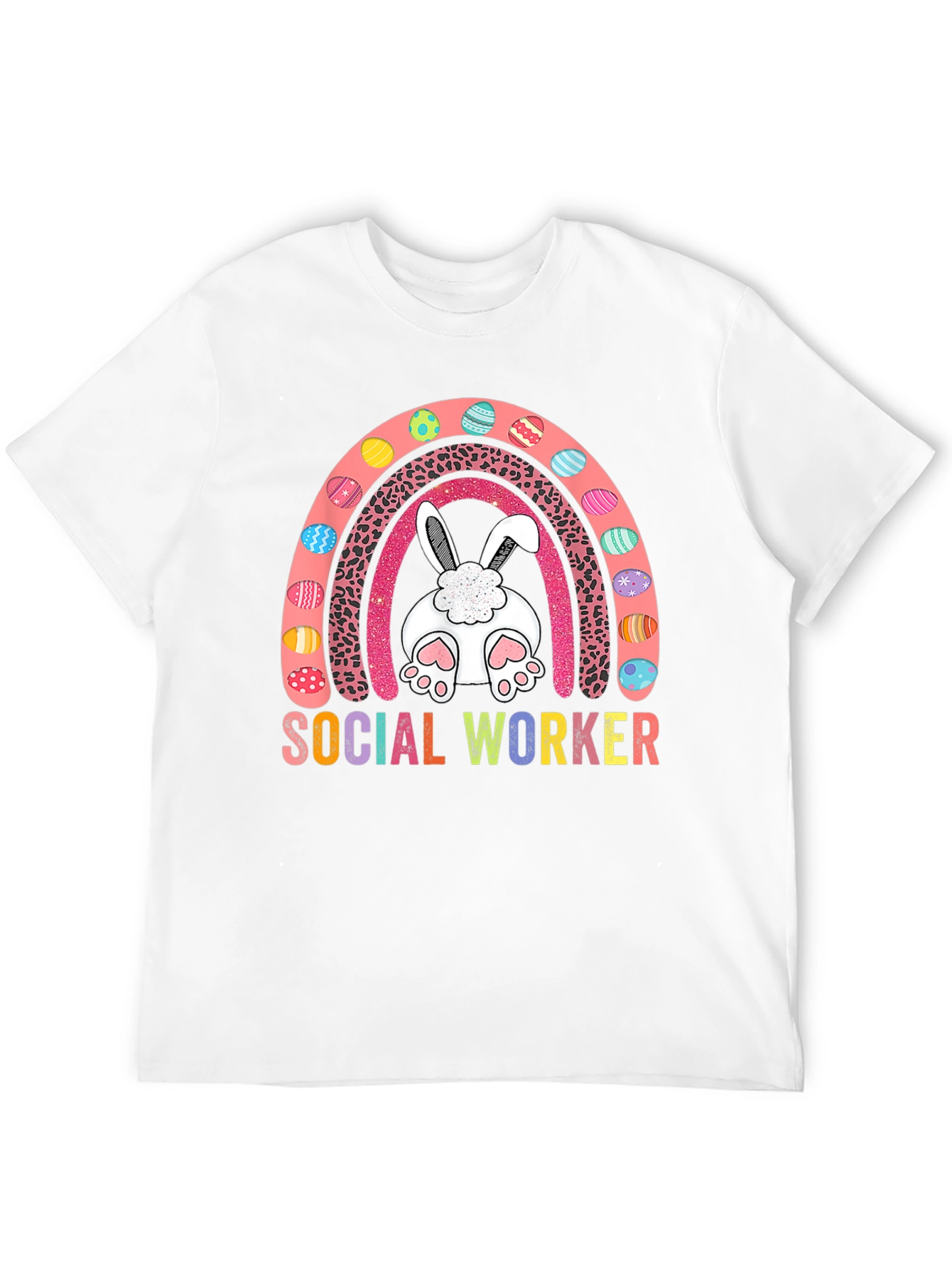 Social Worker Easter Bunny Rainbow T-Shirt