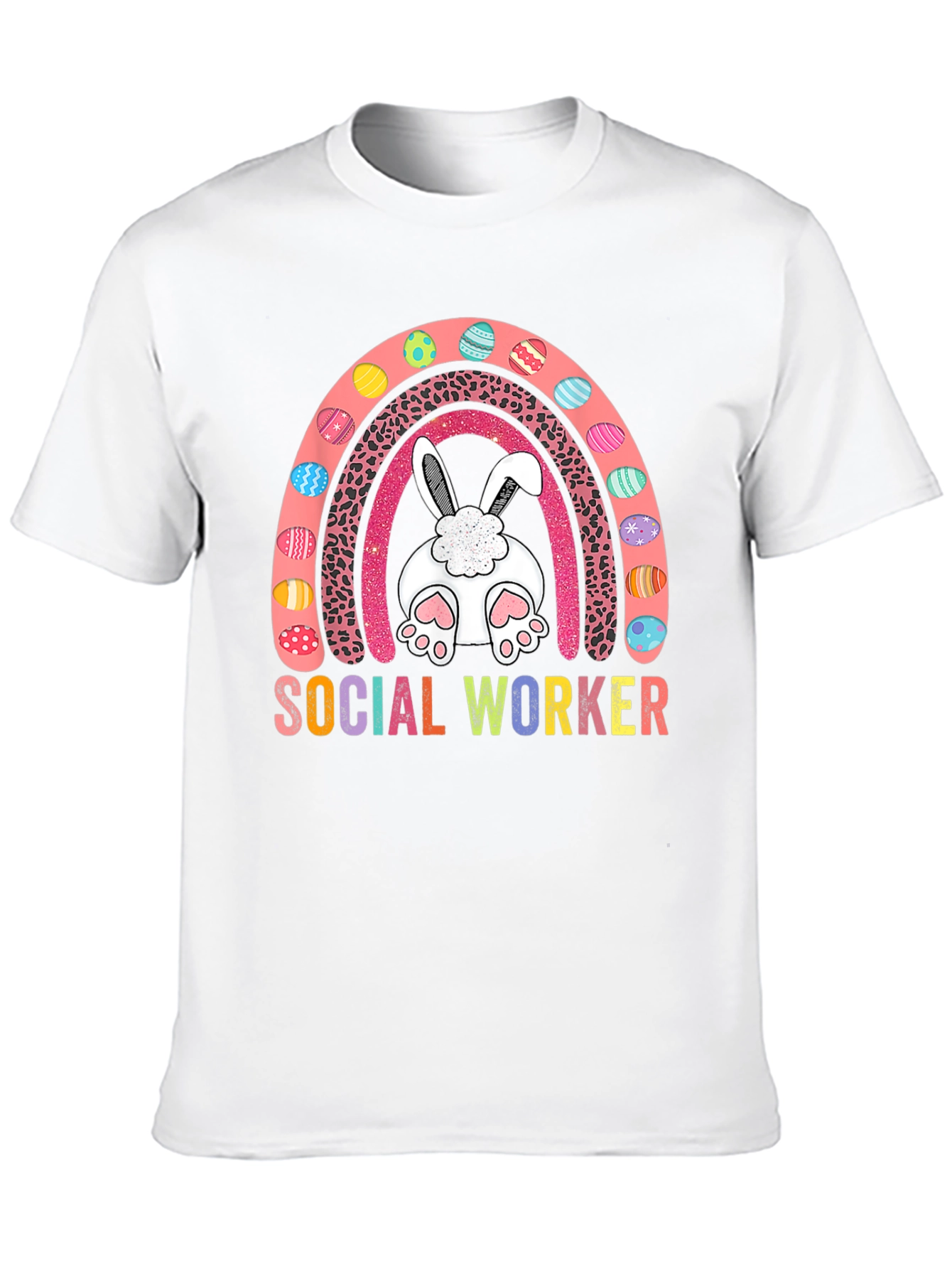 Social Worker Easter Bunny Rainbow T-Shirt