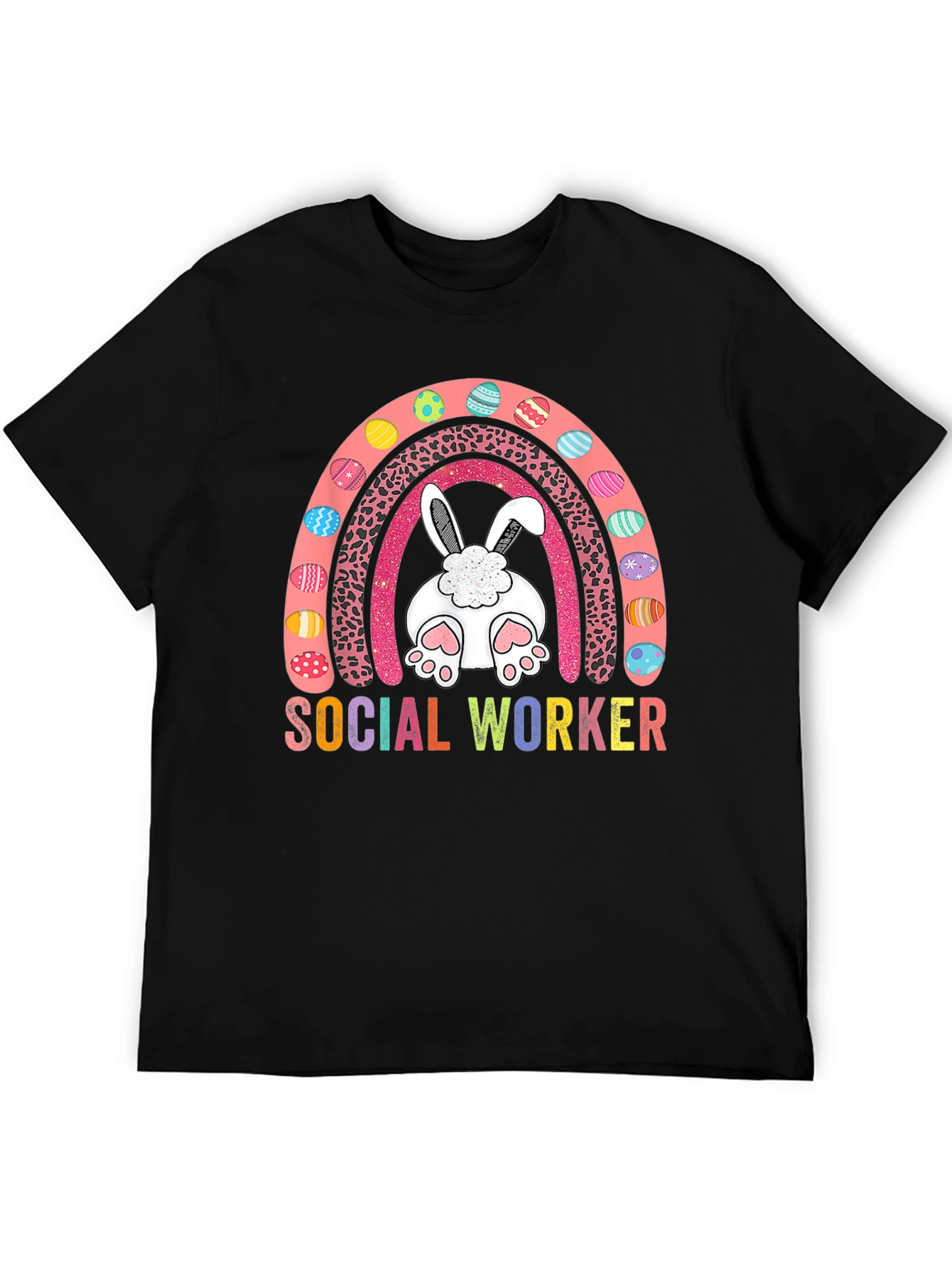 Social Worker Easter Bunny Rainbow T-Shirt