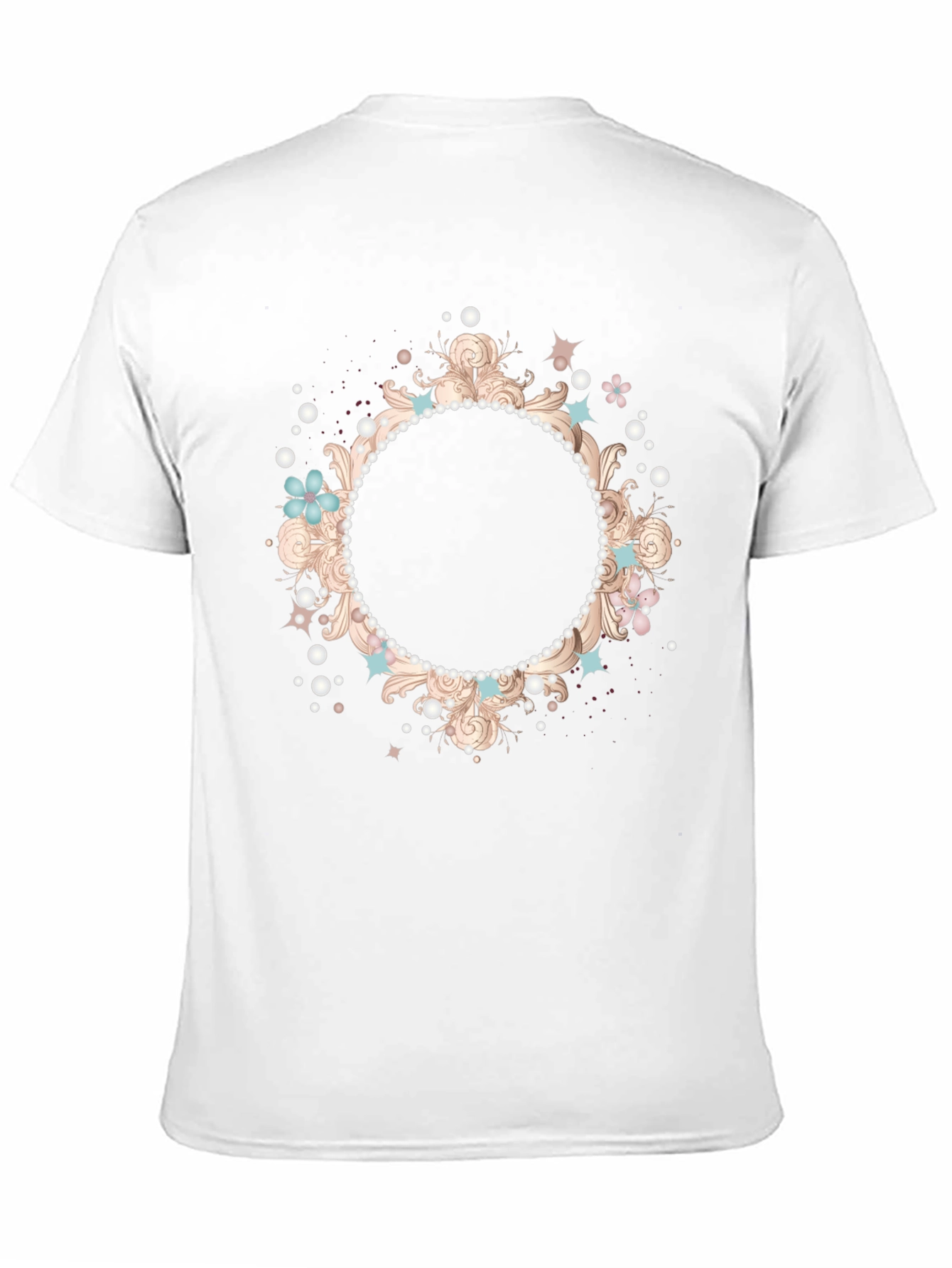 Stylish Black T-Shirt with Floral Frame Design
