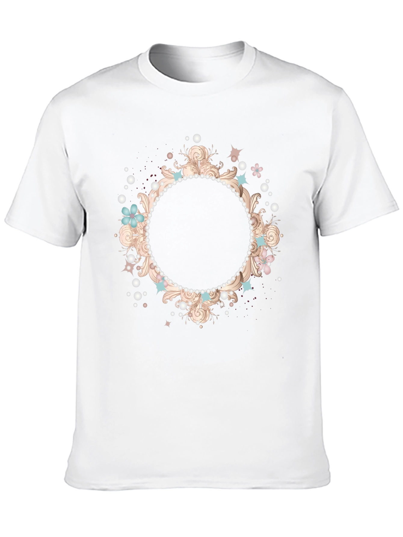 Stylish Black T-Shirt with Floral Frame Design