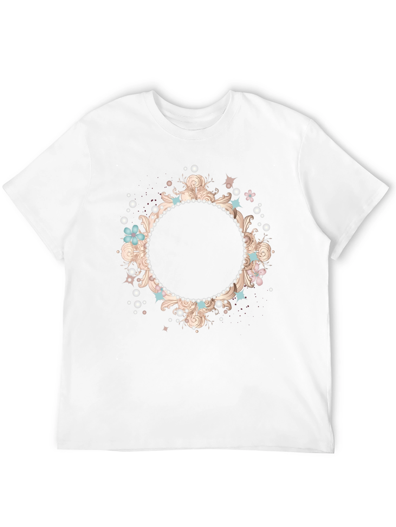 Stylish Black T-Shirt with Floral Frame Design