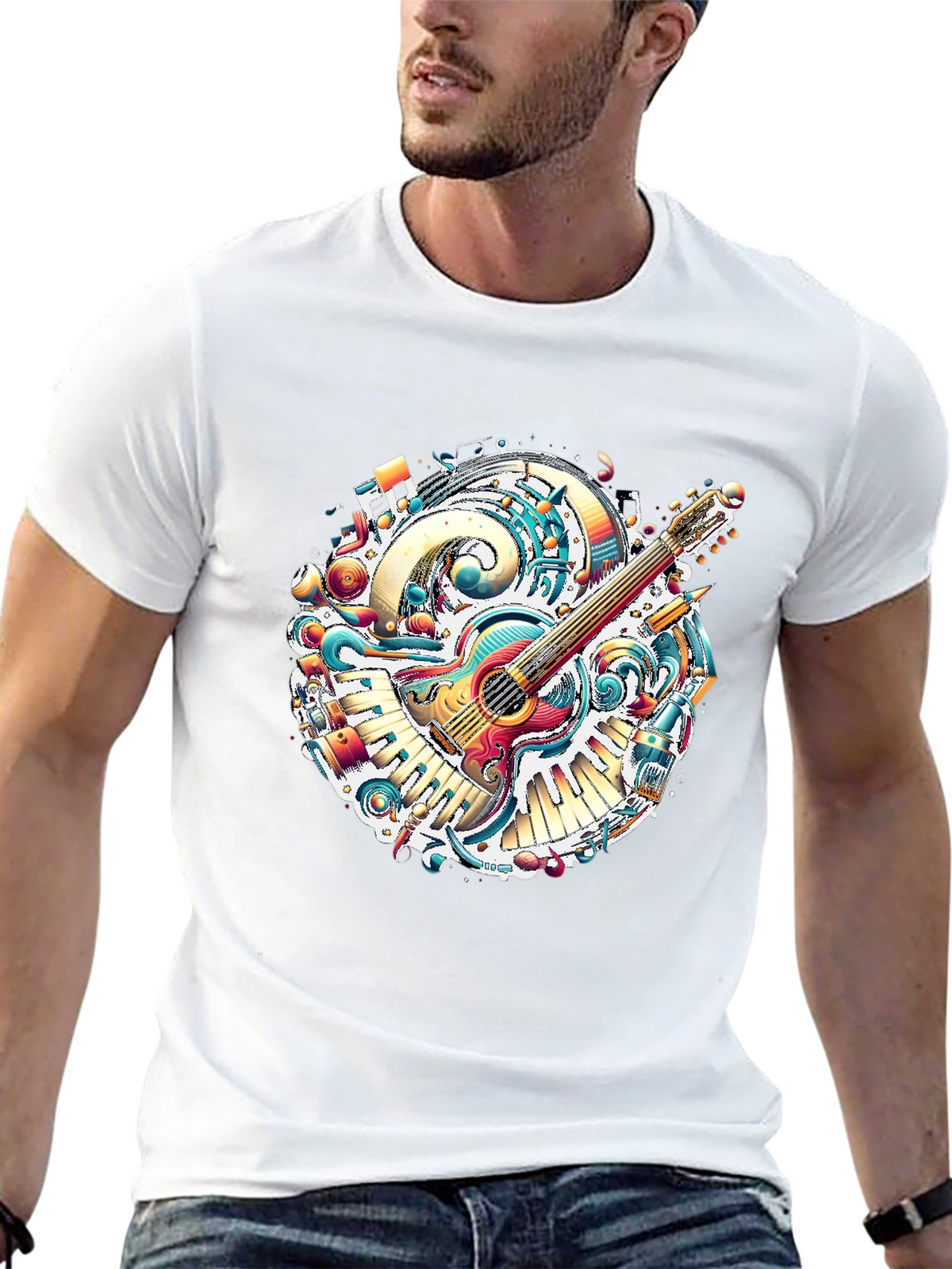 Musical Guitar T-Shirt - Vivid Graphic Tee