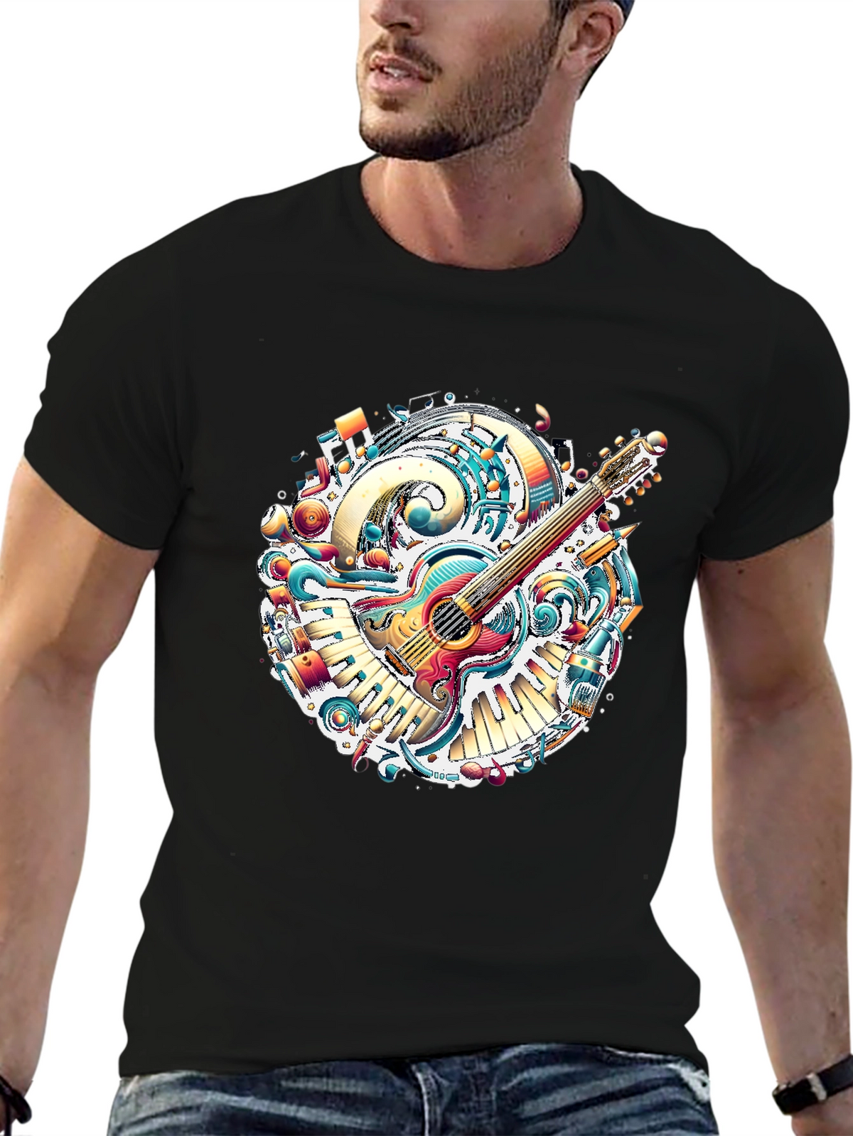 Musical Guitar T-Shirt - Vivid Graphic Tee
