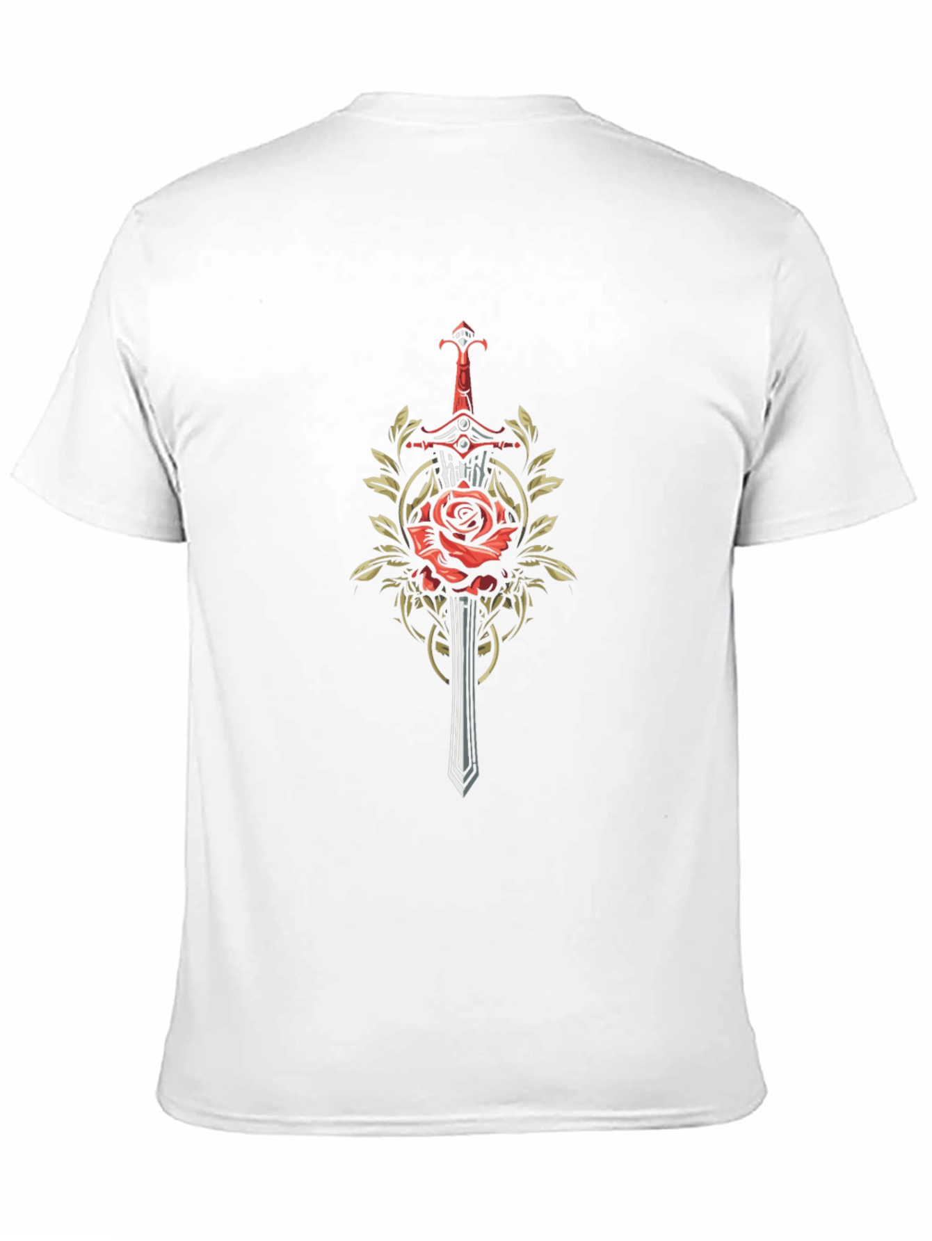 Sword and Rose Graphic Black T-Shirt