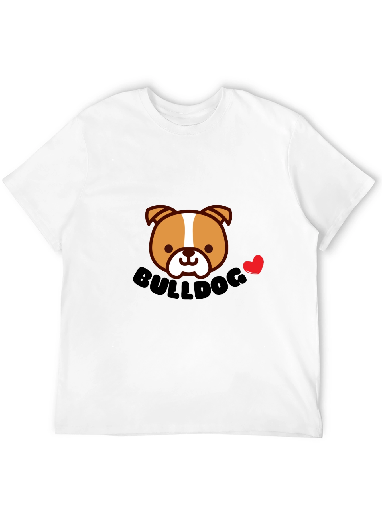 Cute Bulldog Cartoon Graphic Tee - Black Cotton T-Shirt