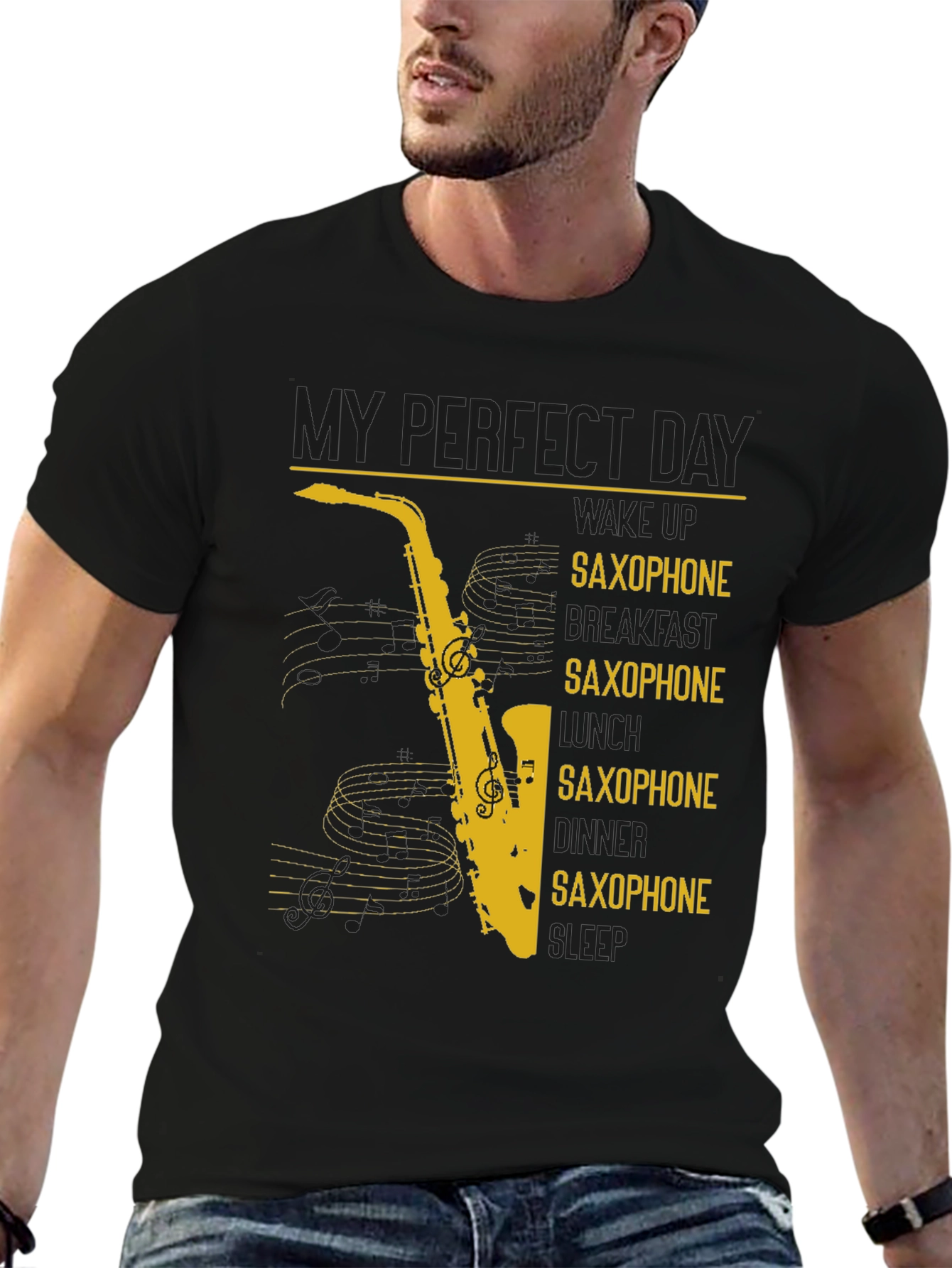 Saxophone Lover Graphic T-Shirt - Perfect Day Design