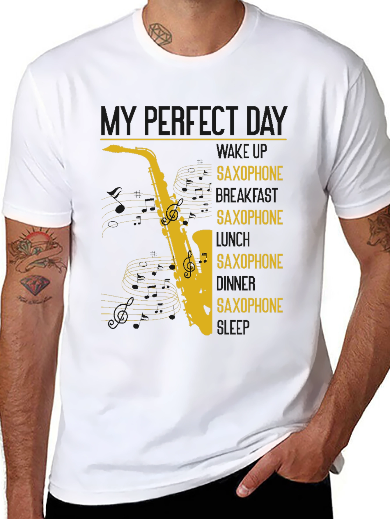 Saxophone Lover Graphic T-Shirt - Perfect Day Design